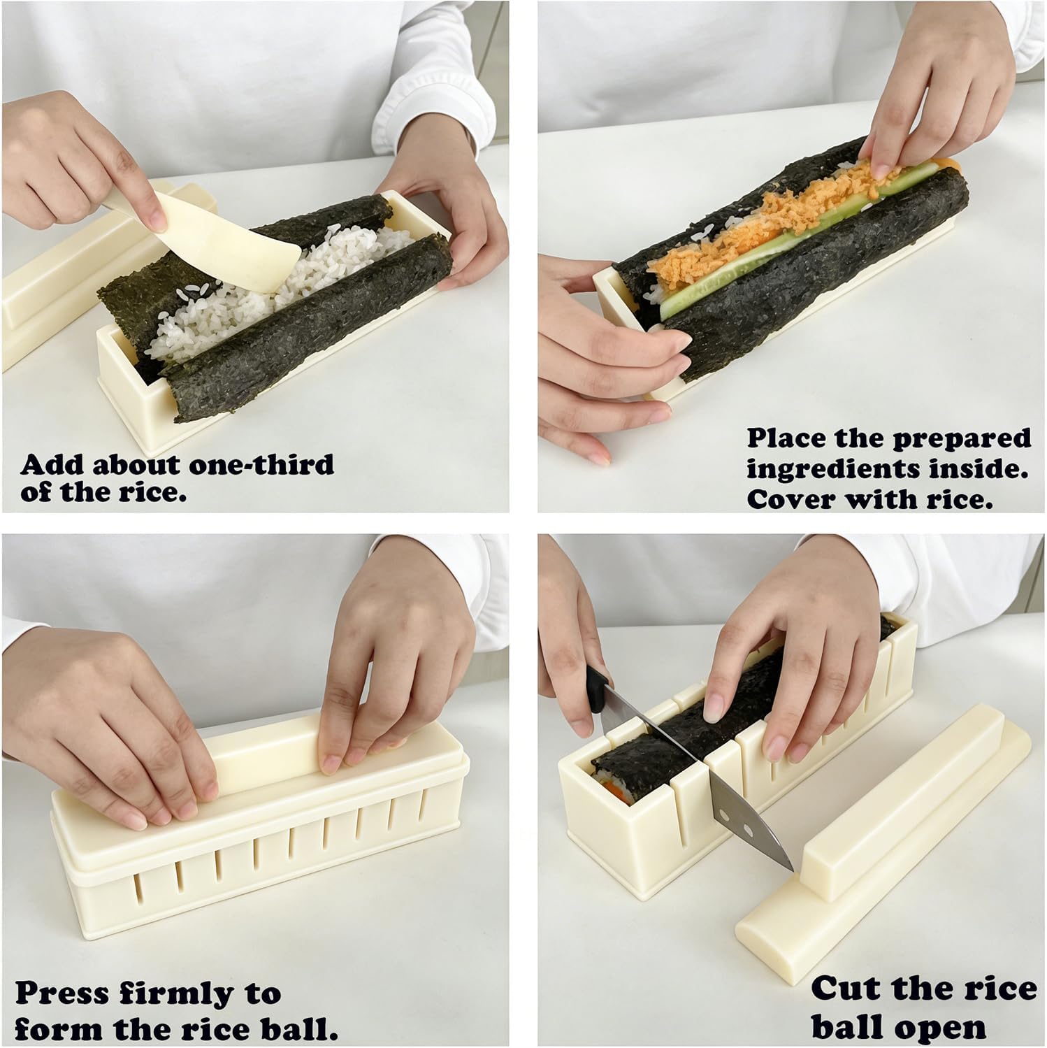 Sushi Maker Mold Kit, Easy DIY Onigiri Rice Ball Press, Plastic Shaper Tool for Home Kitchen Beginners (Square Shape) - Image 3