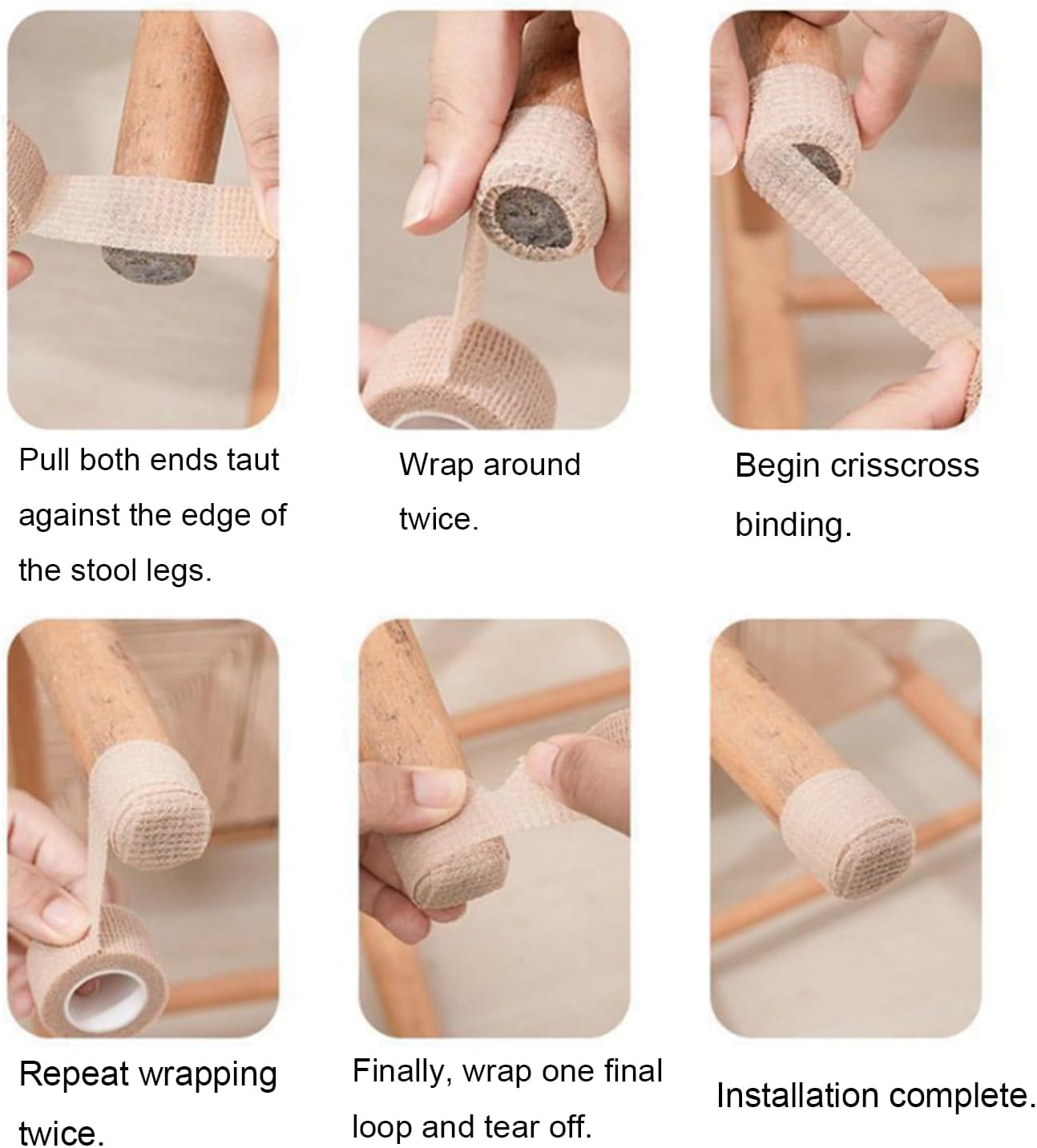6 Rolls Floor Protector Pads for Chair Legs, Self-Adhesive Anti-Slip Furniture Tape 1