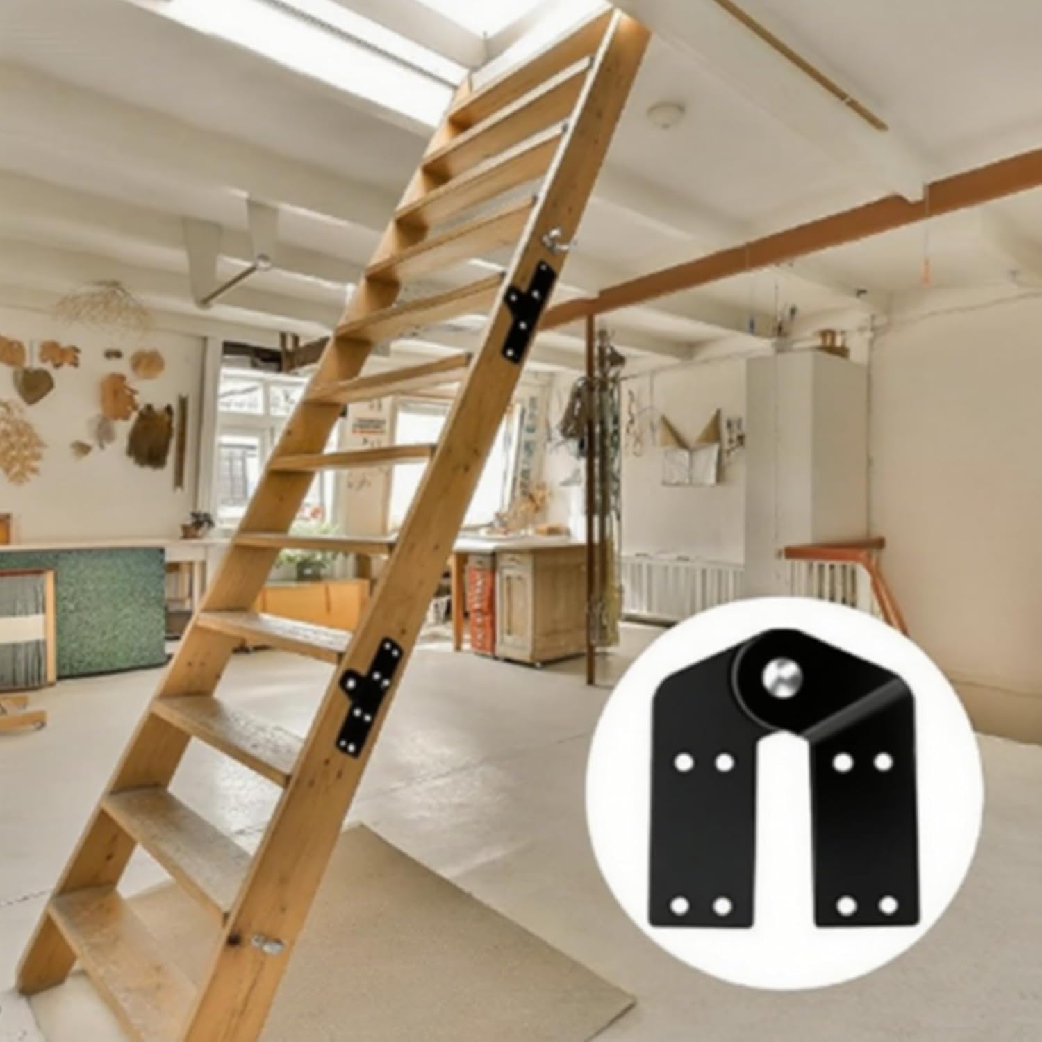 Attic Ladder Hinge Parts Kit Replacement Pull Down attic Stair Parts(2pcs) - Image 4