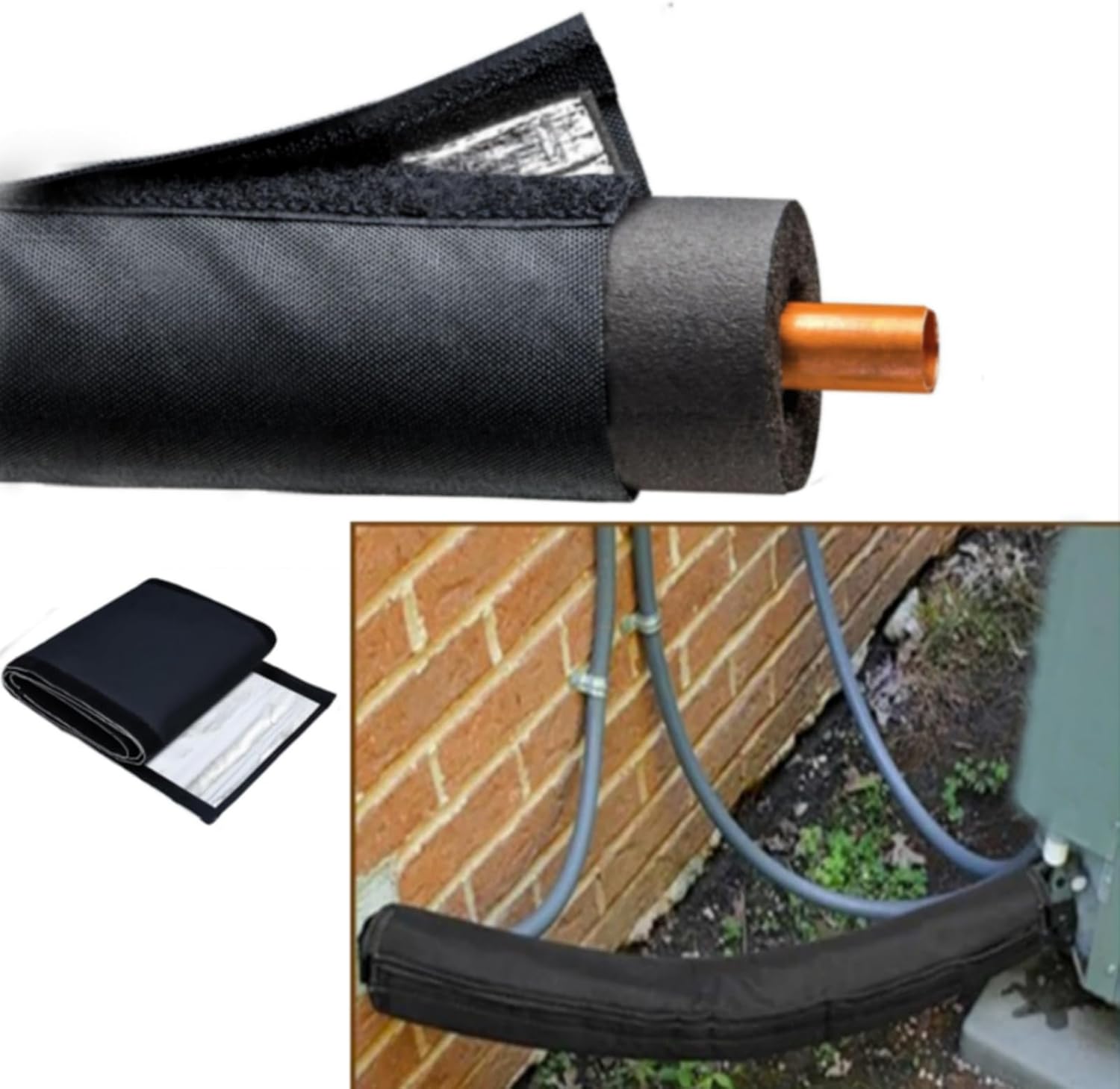 3 Layers HVAC Copper Pipe Insulation Cover, 600D Oxford AC Hose Sleeve, 72x10.2 Inch Flexible Line Wrap for Outdoor Mini Split Central Air Conditioning - Image 4