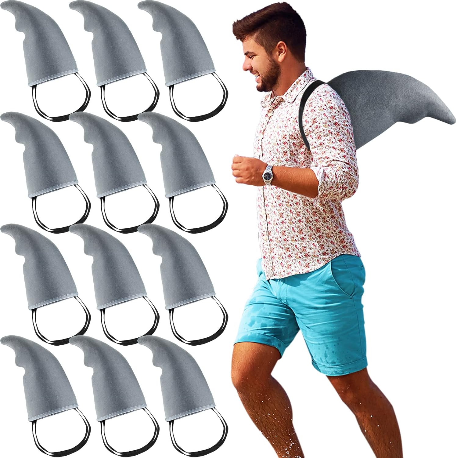 12 Pcs Halloween Shark Fin Costume Accessory Gray Props Easy to Wear Accessories for Adults Christmas Cosplay Supplies - Image 1