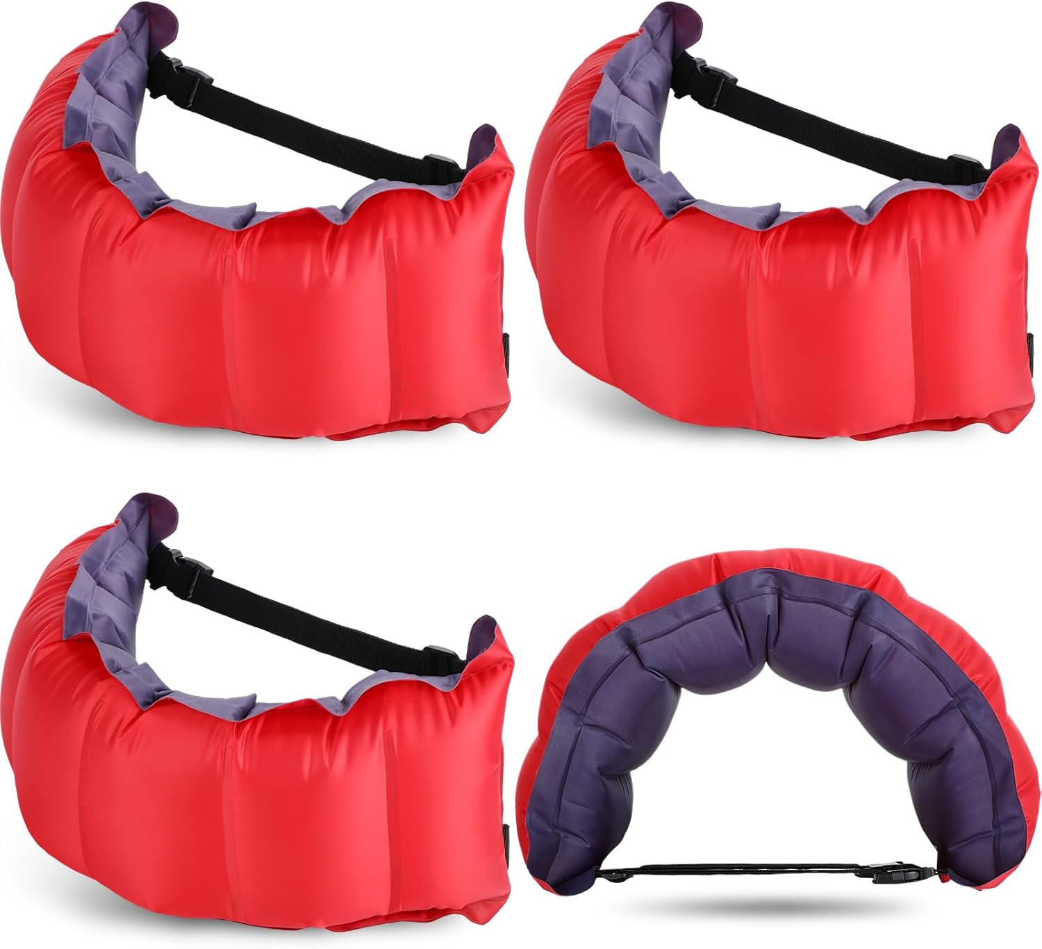 Inflatable Swim Belt Pool Flotation Portable Waist Floatation Aid for Adults Adjustable Training with Buckle and Rope Swimming Beginners Red Blue - Image 1