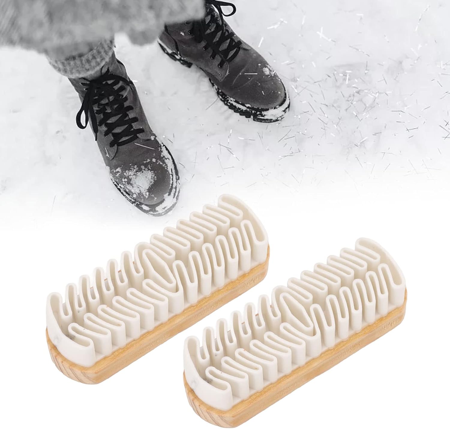Suede Brush, Snow Boots 2 Pcs Brushes Shoes Cleaner Crepe Matte Scrubber for Dress and Boot Care - Image 4