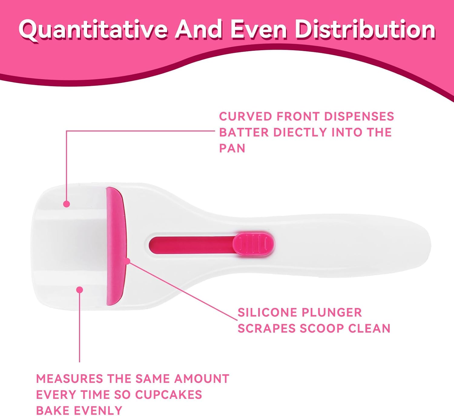Cupcake Batter Scoop, Scoop Dispenser Sliding Button Baking Cake Dispensing Spoon for Baking, Pastry & Decorating - Image 5