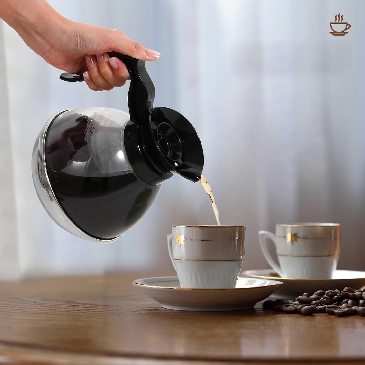 Coffee Decanter Pot, 1.2QT Universal Pot Commercial Maker Replacement with Black Handle for Machine Stove Reusable - Image 8