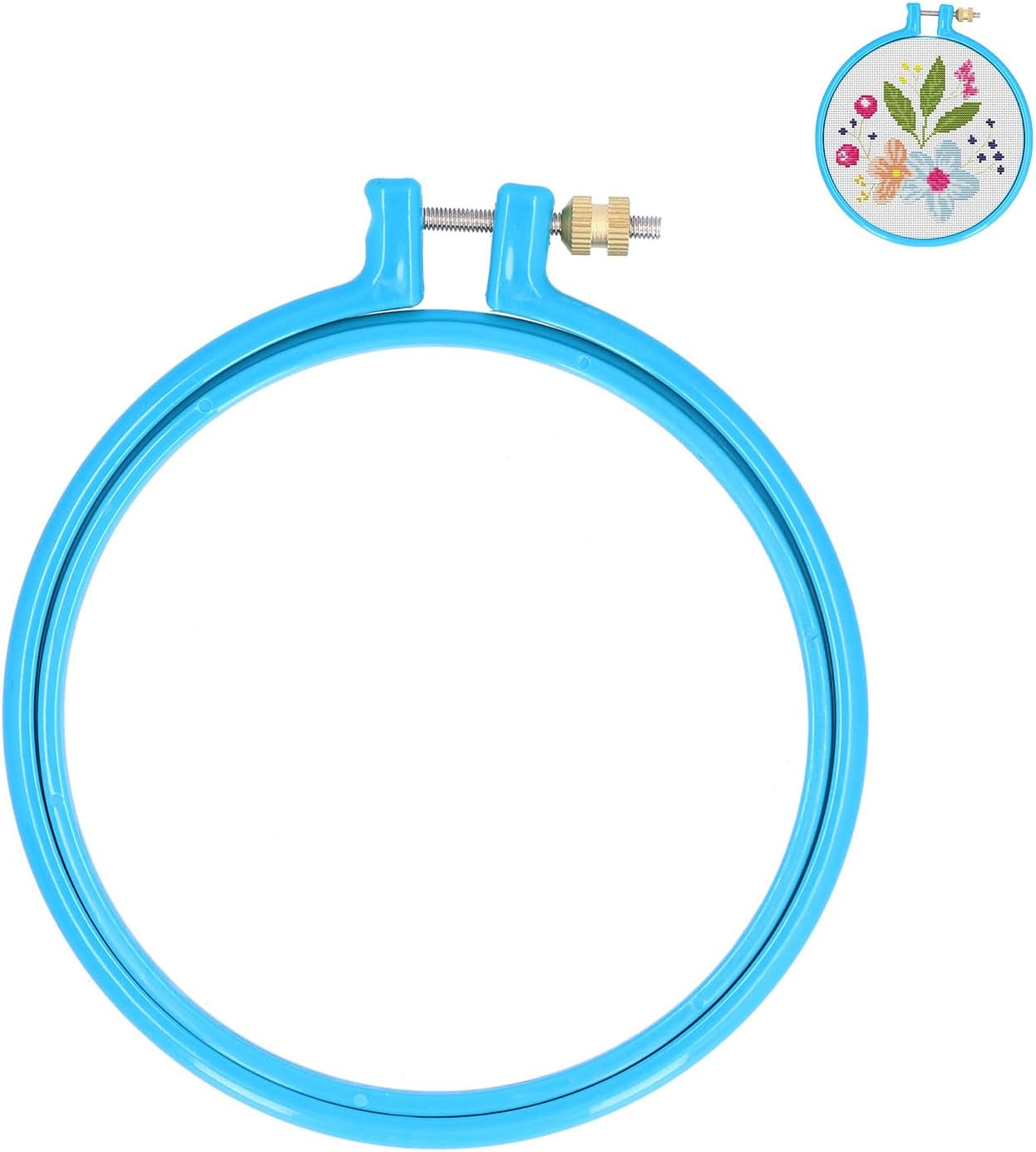 Embroidery Hoop Plastic, 5in Plastic Circle Cross Stitch Ring Supplies for Art Craft Sewing, Random Color - Image 1