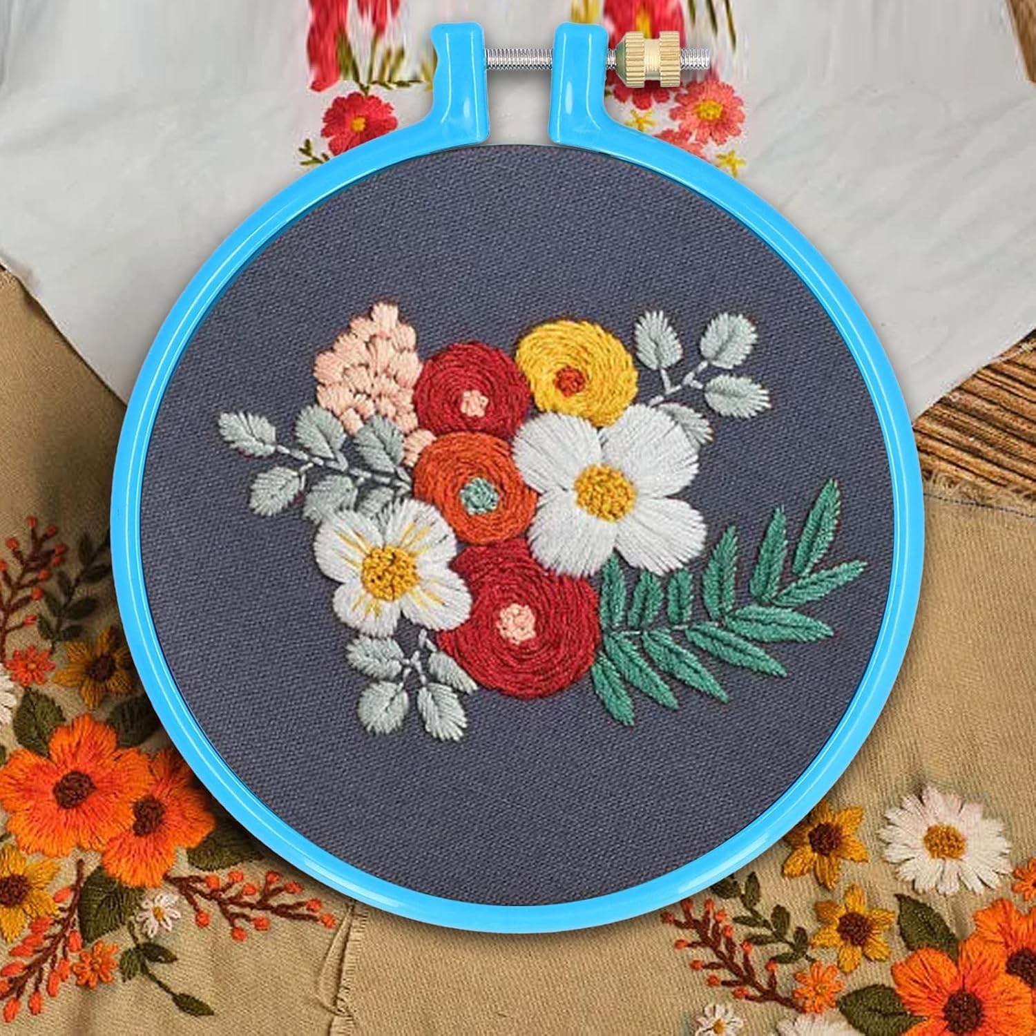 Embroidery Hoop Plastic, 5in Plastic Circle Cross Stitch Ring Supplies for Art Craft Sewing, Random Color - Image 7