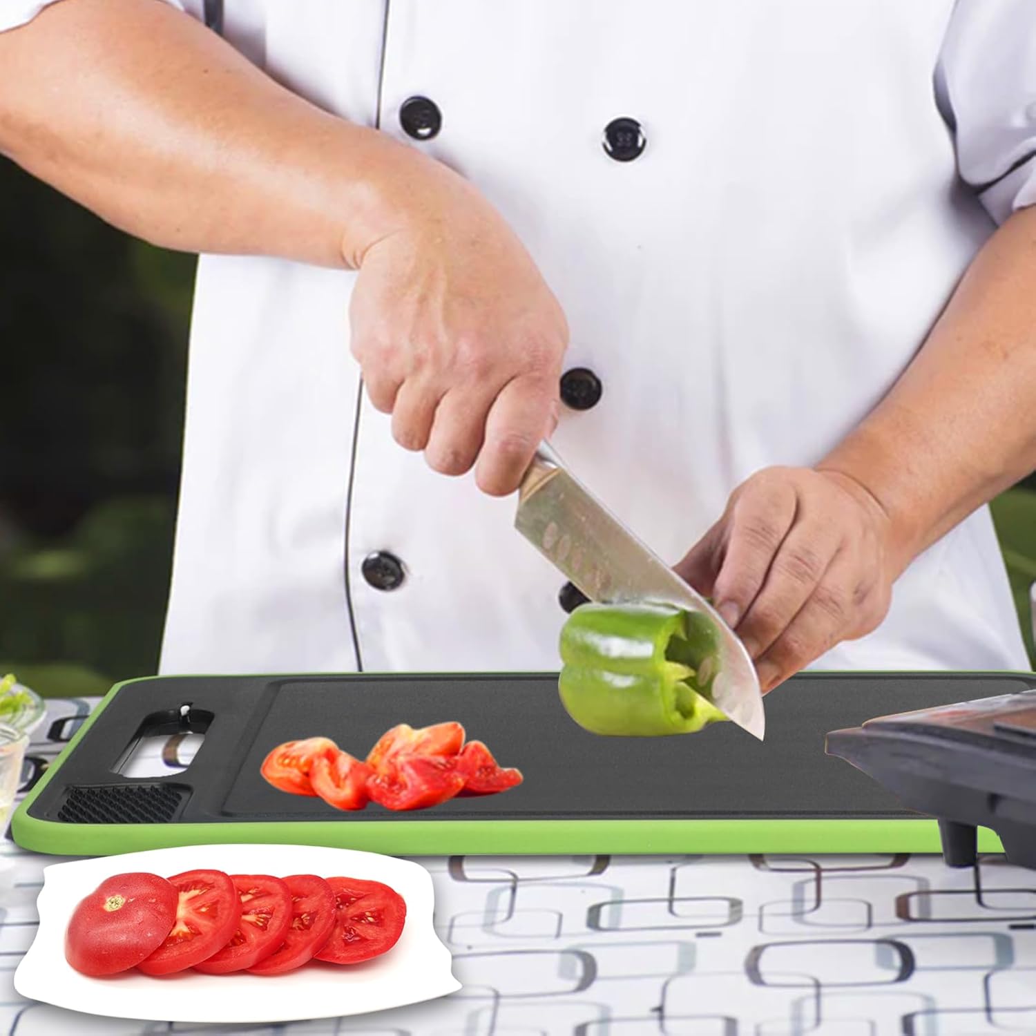 2 in 1 Defrosting Tray, Defrost Cutting Board with Knife Sharpener, Thawing Tray for Frozen Meat, Double Sided Sharpener - Image 8