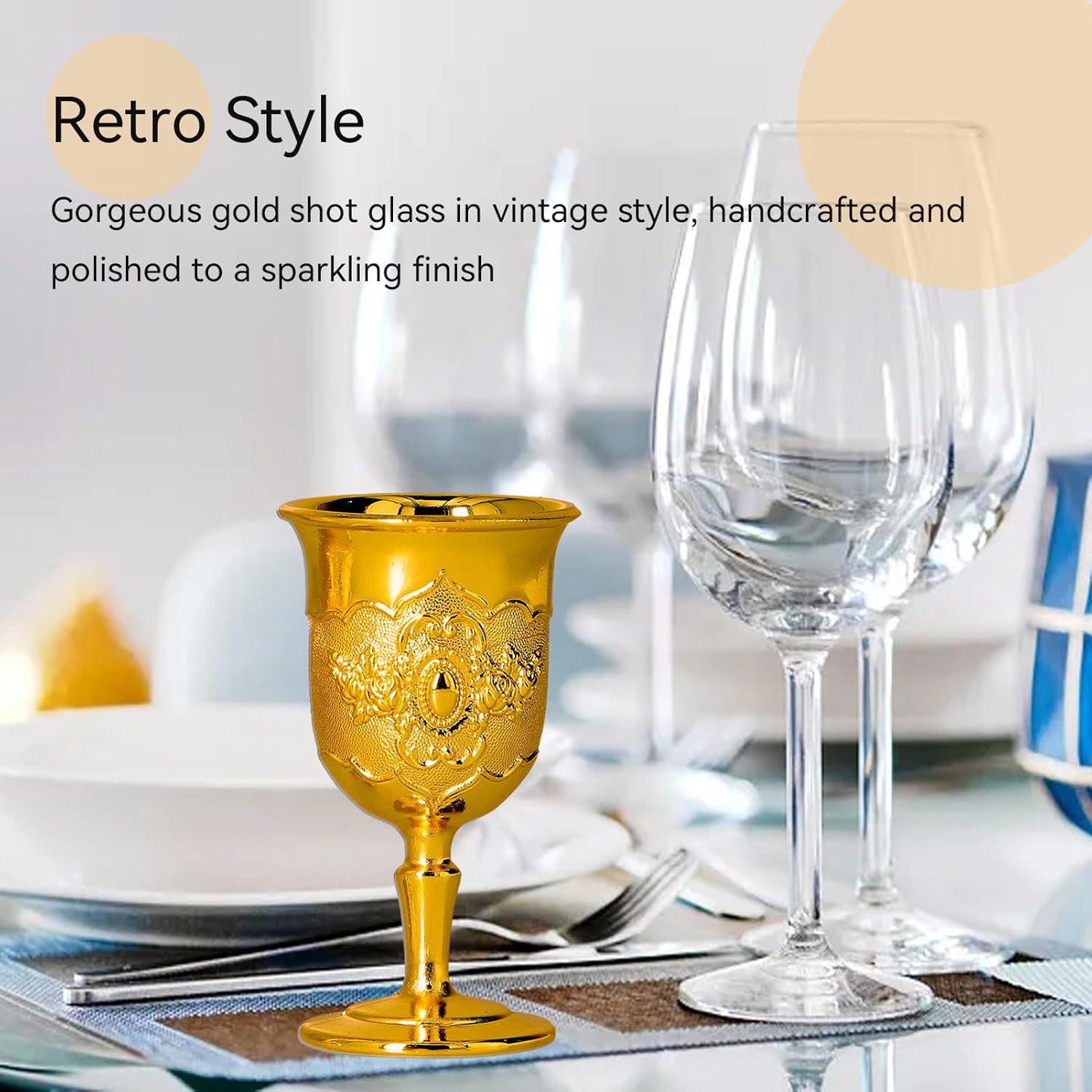 Mini Gold Goblet, 2PCS Altar Chalice 25ml Holy Metal Shot Glasses Wine Cup Medieval Goblet for Liqueur Whiskey, 1.5 x 2.7in - Image 5