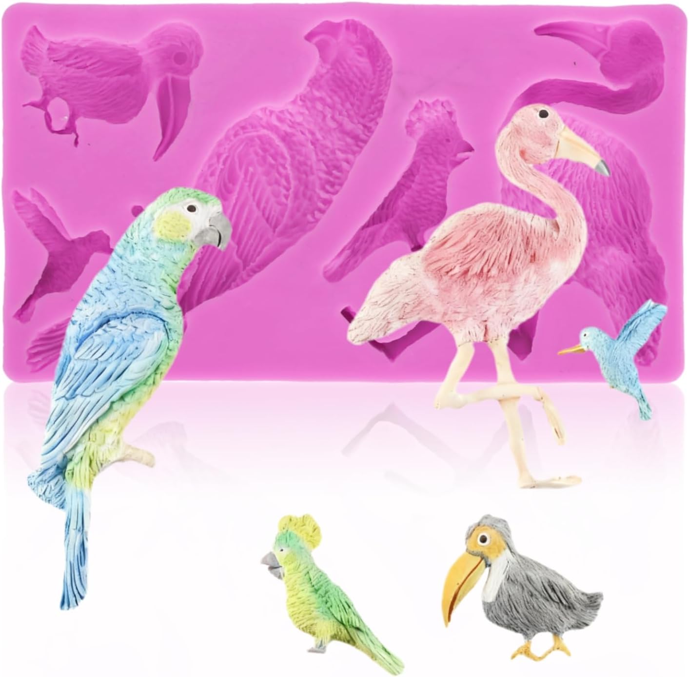 Fondant Molds, Silicone Flamingo Birds Mold 3D Bird Mould for Cupcake Cake Chocolate Decoration - Image 1