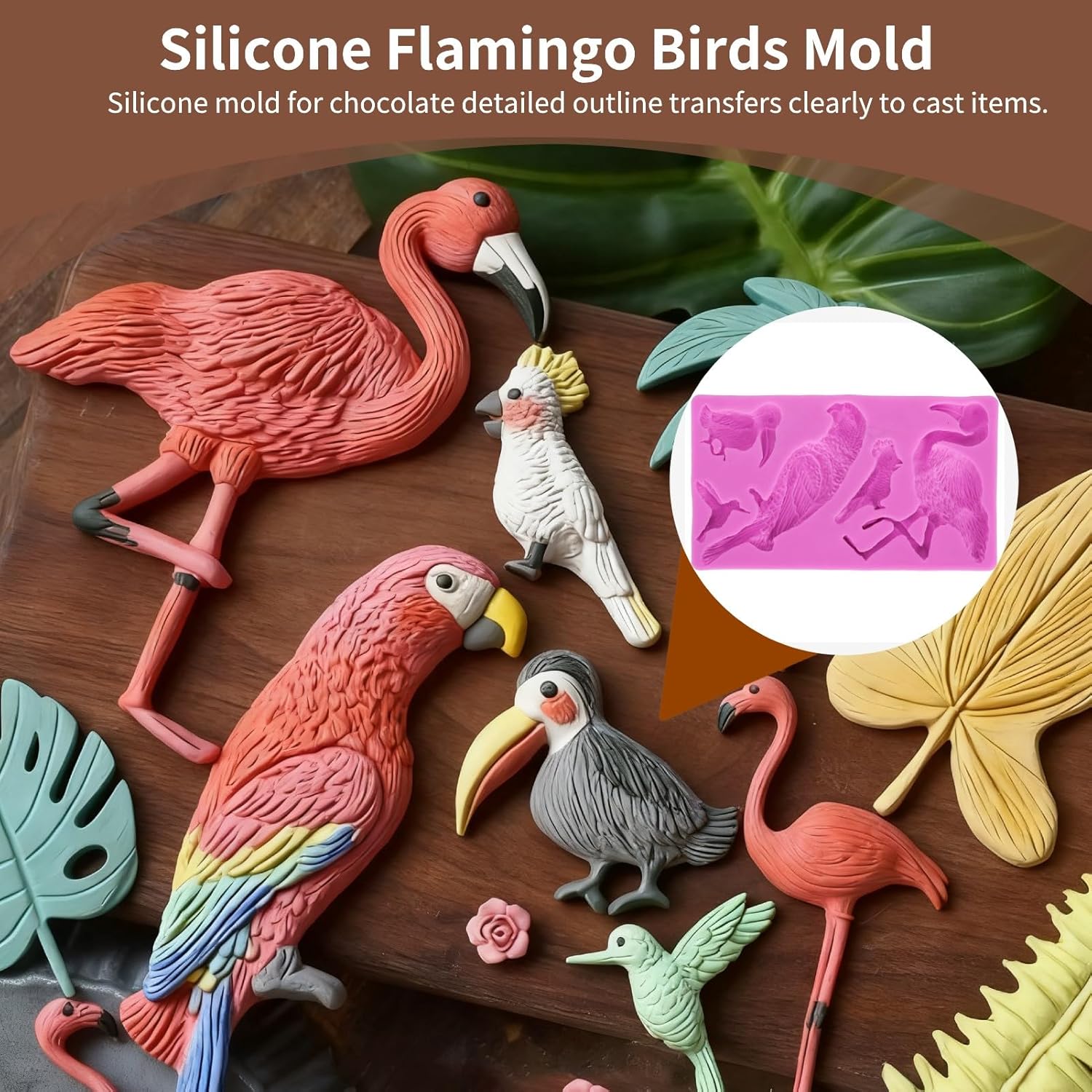 Fondant Molds, Silicone Flamingo Birds Mold 3D Bird Mould for Cupcake Cake Chocolate Decoration - Image 2