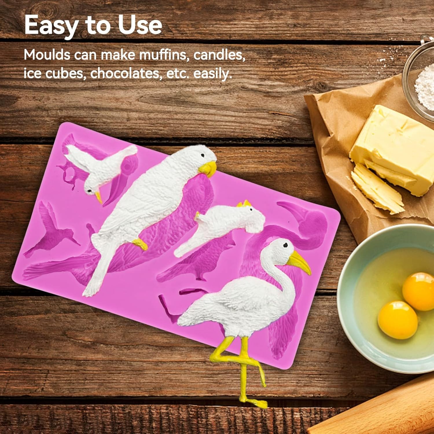 Fondant Molds, Silicone Flamingo Birds Mold 3D Bird Mould for Cupcake Cake Chocolate Decoration - Image 8