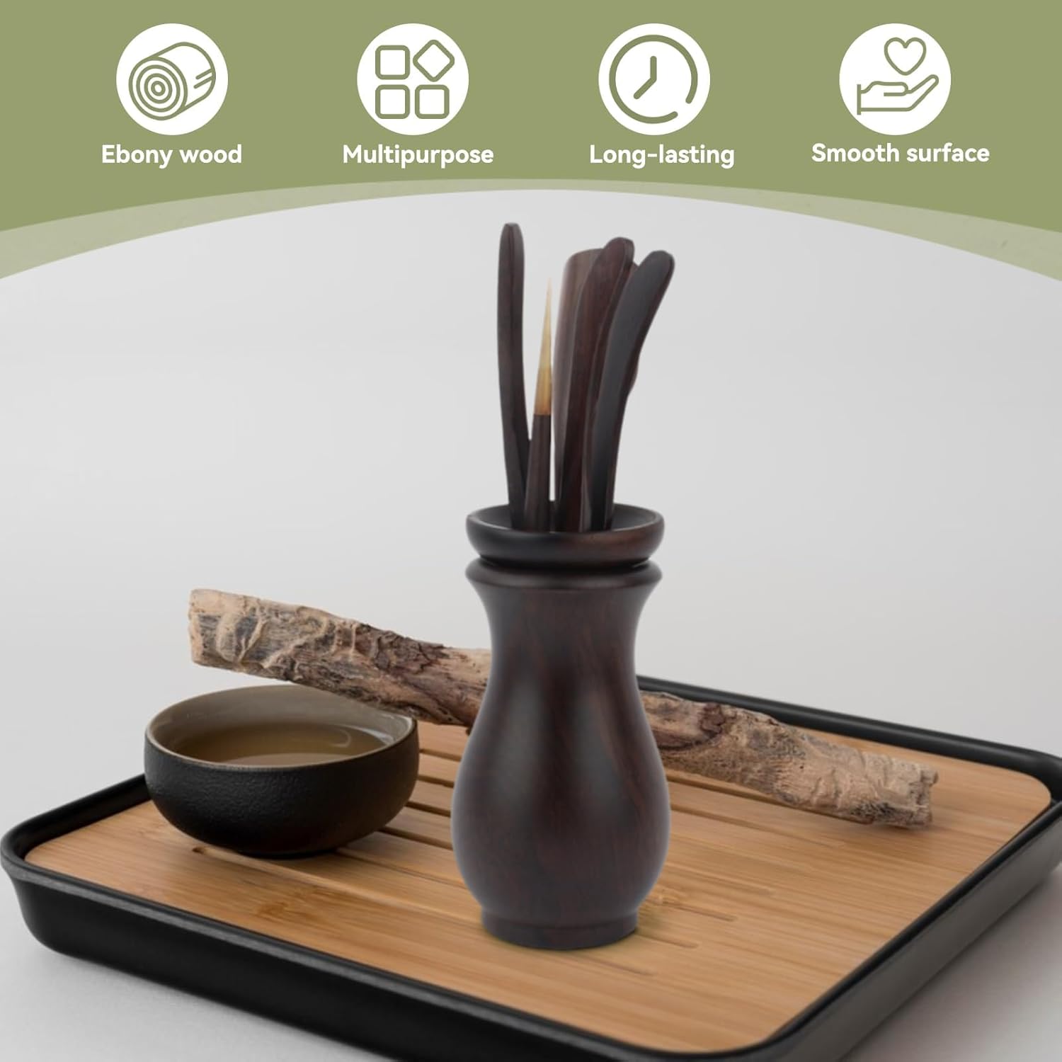 Chinese Gongfu Wooden Tea Ceremony Utensil Tools Set, 6PCS Kungfu Set Asian Teaware Kit for Traditional Brewing - Image 5