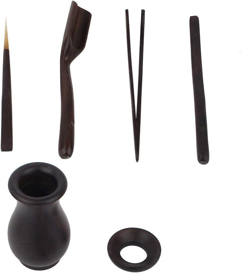 Chinese Gongfu Wooden Tea Ceremony Utensil Tools Set, 6PCS Kungfu Set Asian Teaware Kit for Traditional Brewing - Image 8