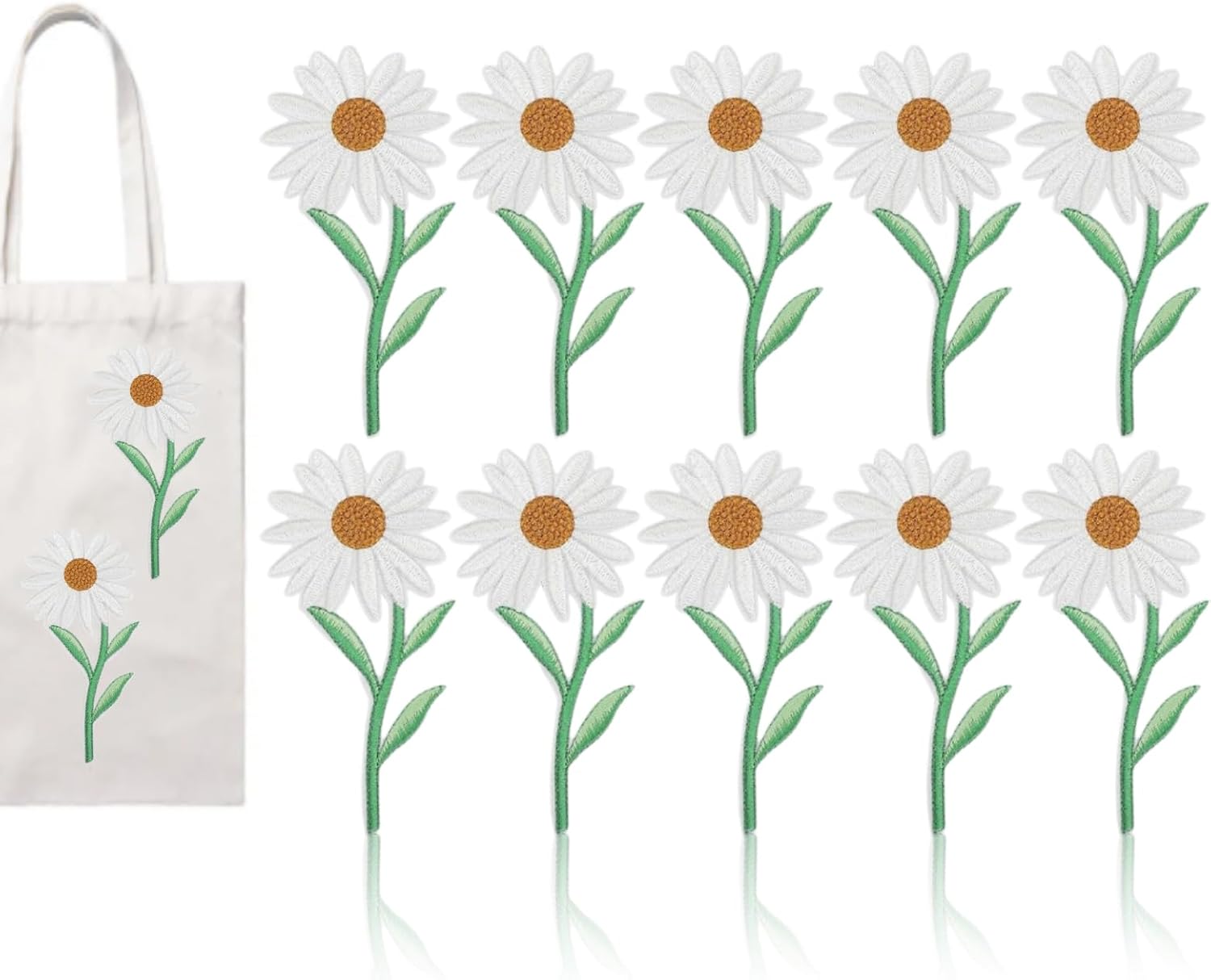 10PCS Flower Patches, Daisy Iron on Patches Embroidered Applique Sewing Patch DIY Decoration for Bags, Jackets, Jeans, Clothes - Image 1