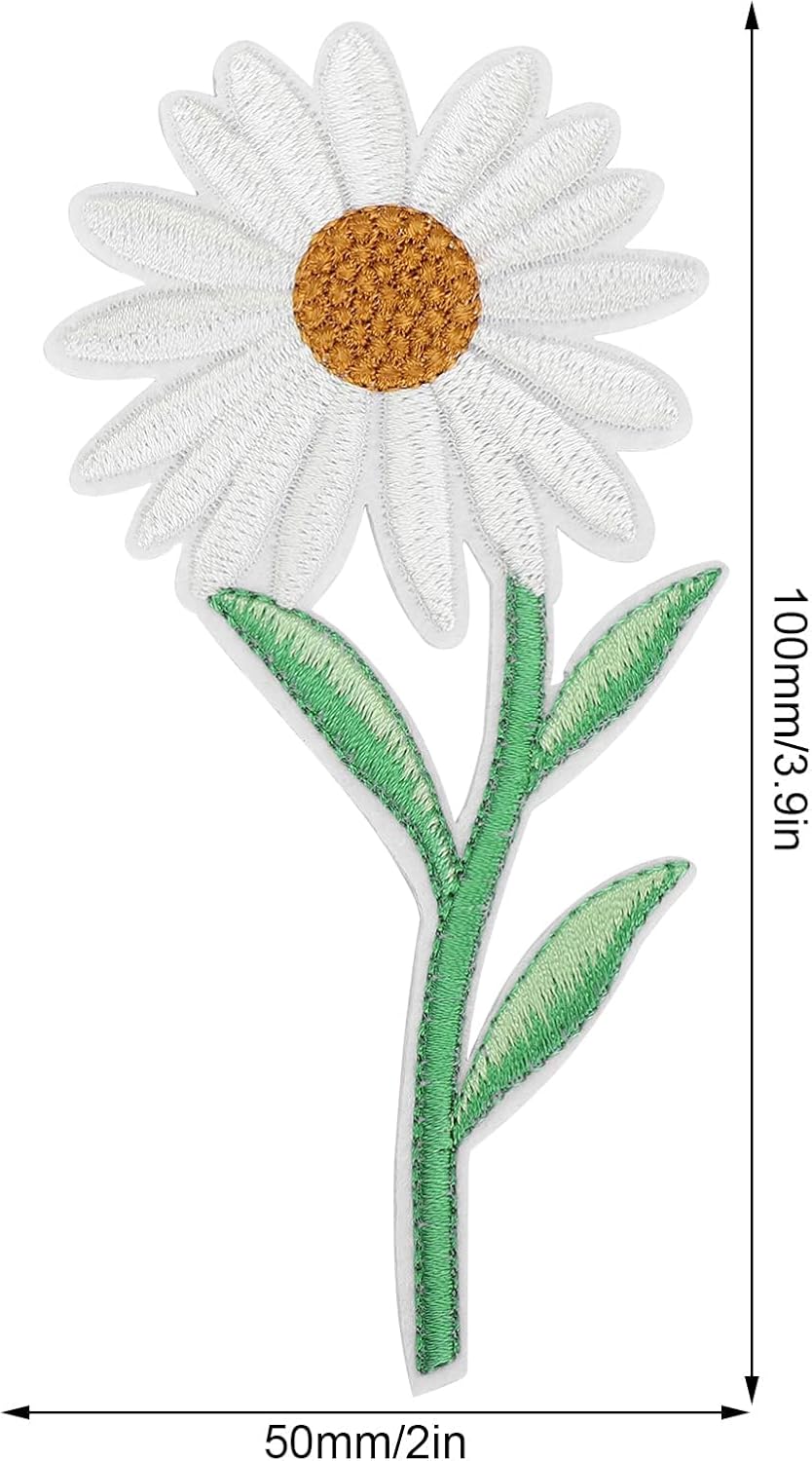 10PCS Flower Patches, Daisy Iron on Patches Embroidered Applique Sewing Patch DIY Decoration for Bags, Jackets, Jeans, Clothes - Image 4