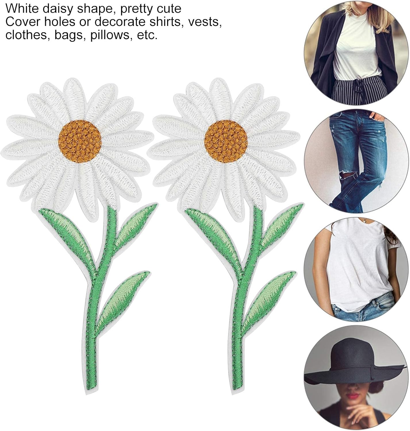 10PCS Flower Patches, Daisy Iron on Patches Embroidered Applique Sewing Patch DIY Decoration for Bags, Jackets, Jeans, Clothes - Image 5