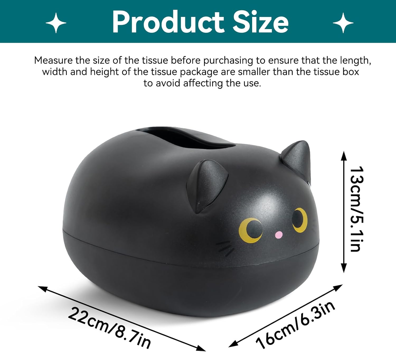 Cat Tissue Dispenser, Cartoon Toilet Paper Holder Dispenser Box with 2 Toothpick for Car Home Bathroom Kitchen Office - Image 3