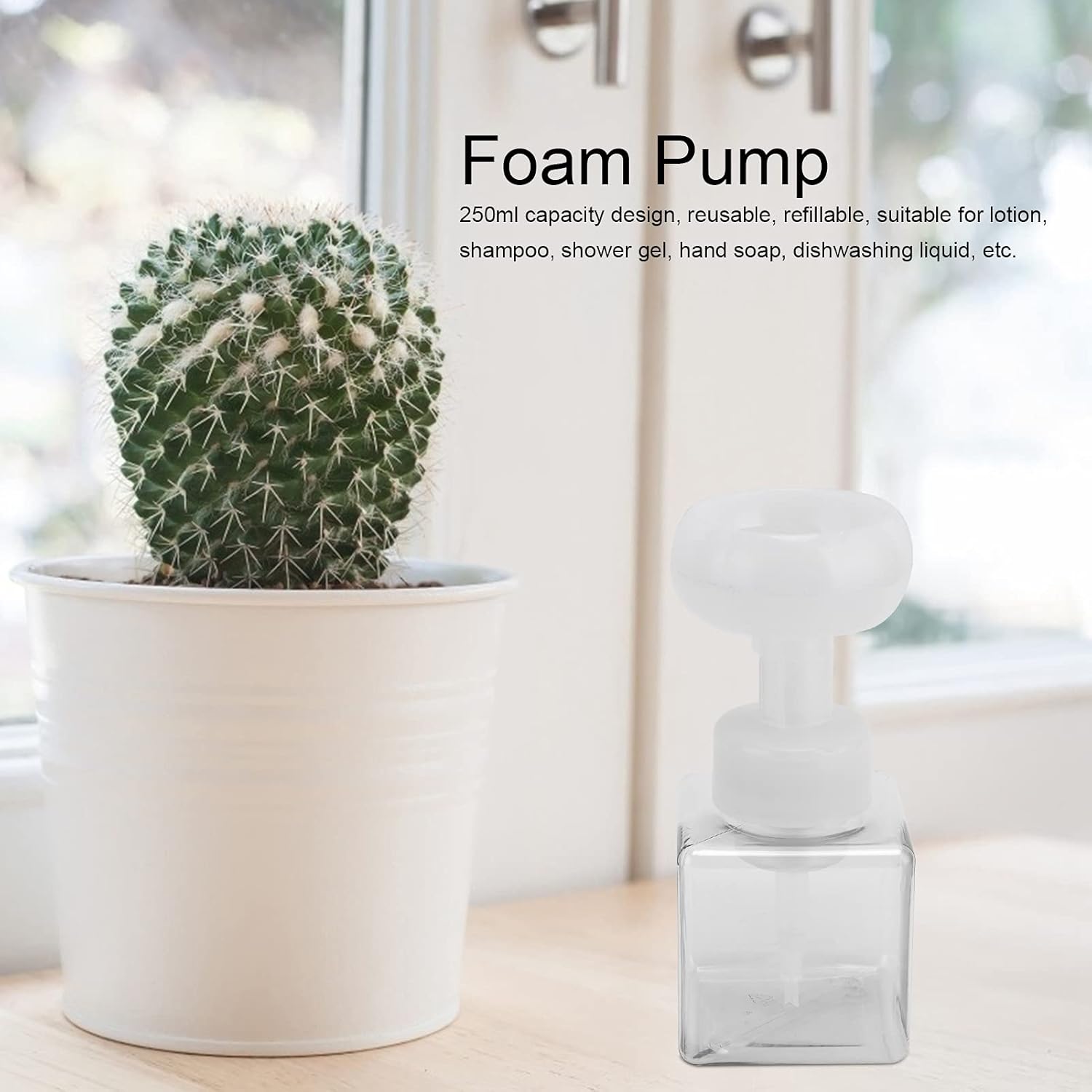 Foaming Hand Soap Dispenser, 250ml Flower Dispenser Shape Refillable Foam Pump Bottle Reusable Plastic Portable Liquid Container for Bathroom (Transparent) - Image 3