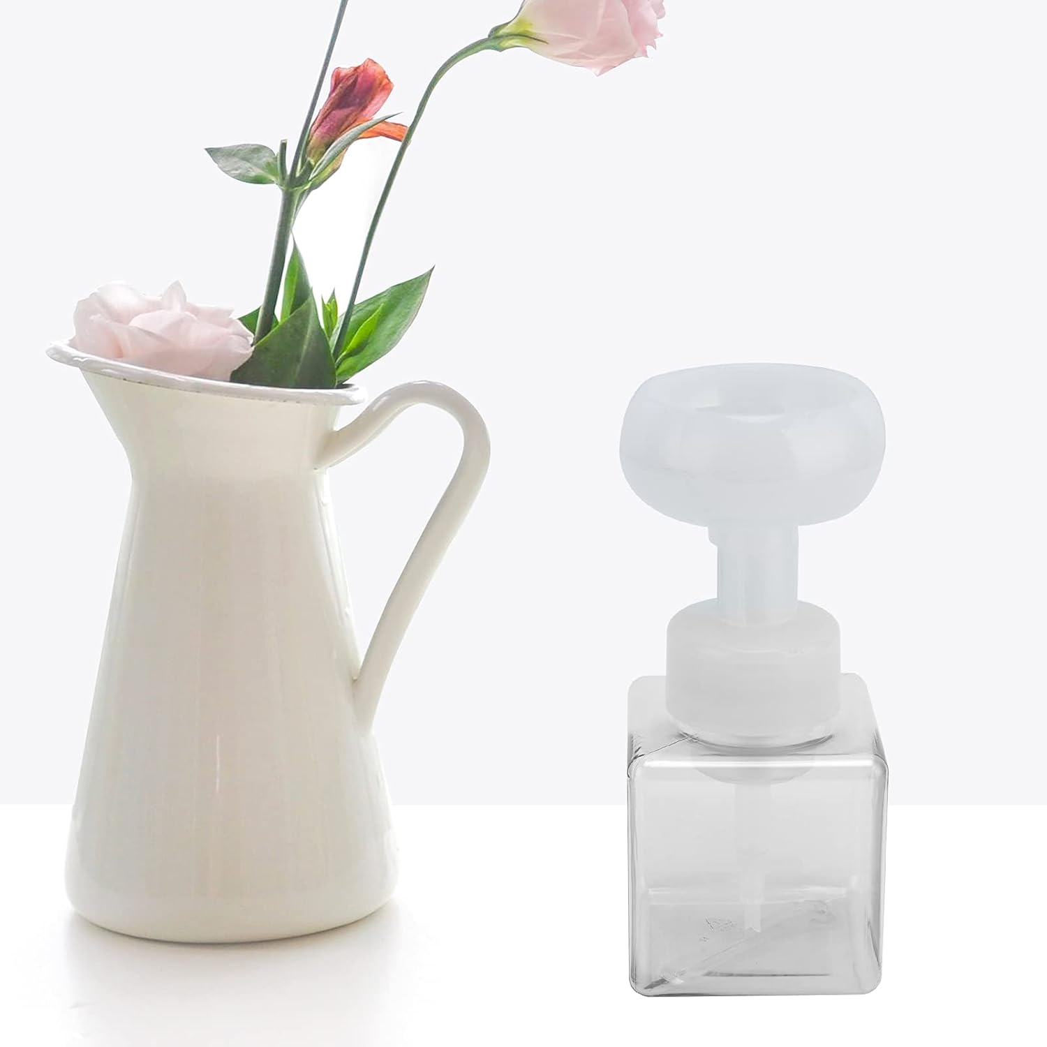 Foaming Hand Soap Dispenser, 250ml Flower Dispenser Shape Refillable Foam Pump Bottle Reusable Plastic Portable Liquid Container for Bathroom (Transparent) - Image 6