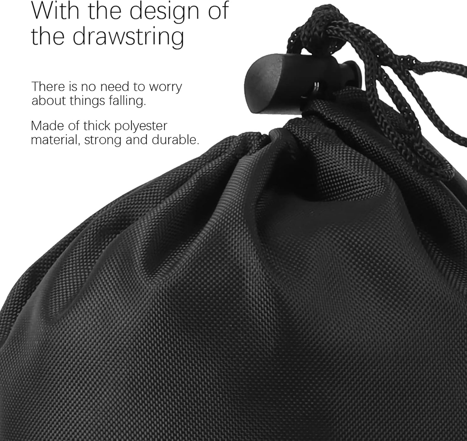 Black Drawstring Bags, 10 PCS Portable Bag Carry Ditty Pouch with Toggle Small Storage for Sports Travel - Image 5