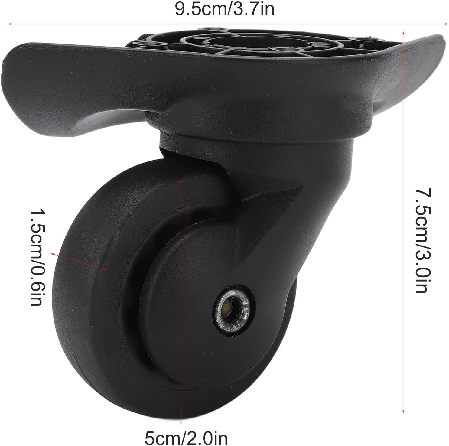 1 Pair Luggage Suitcase Wheels, Universal Replacement Wheels for Mute Swivel Casters Black - Image 3