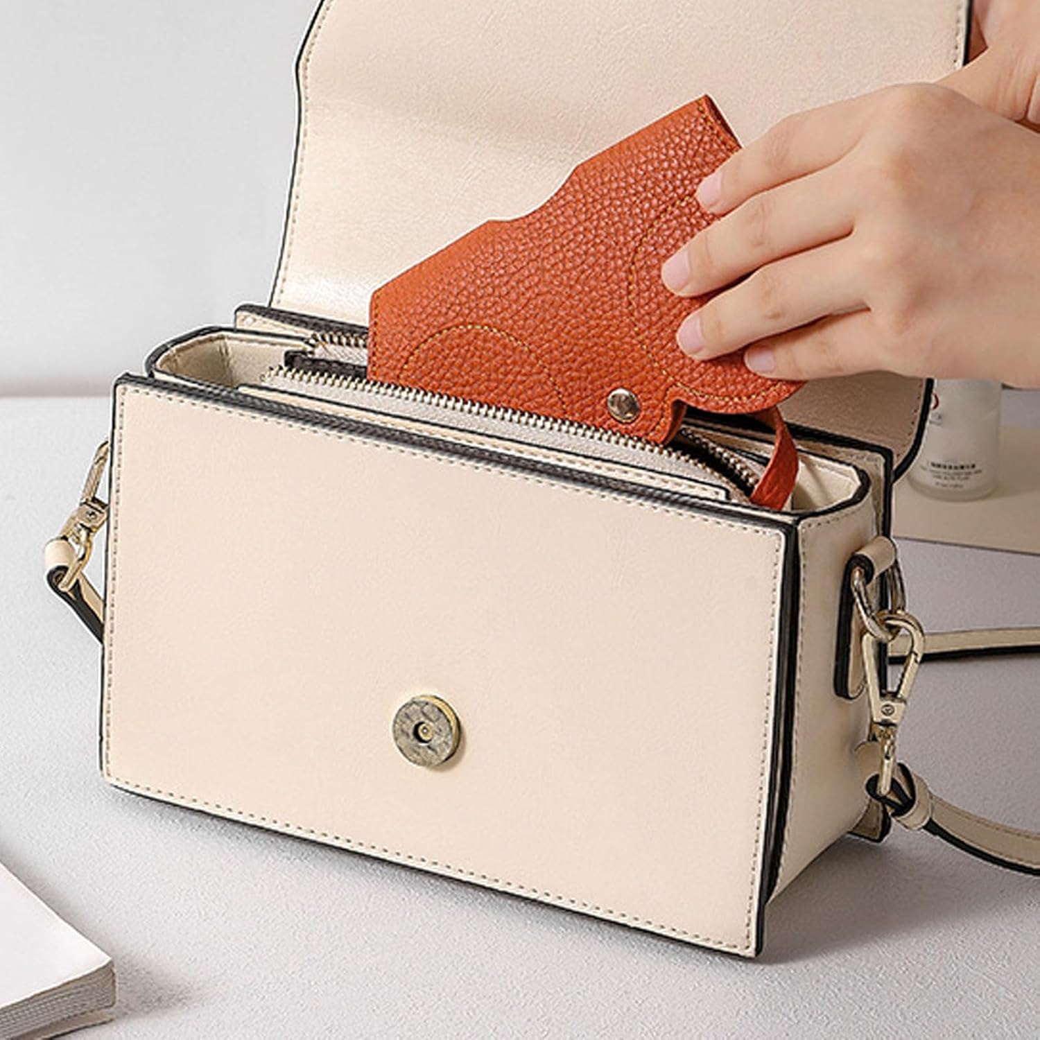 Leather Sunglasses Bag, Soft Case Portable Glasses Cute Eyeglass Pouch for Women Men Girls - Image 2