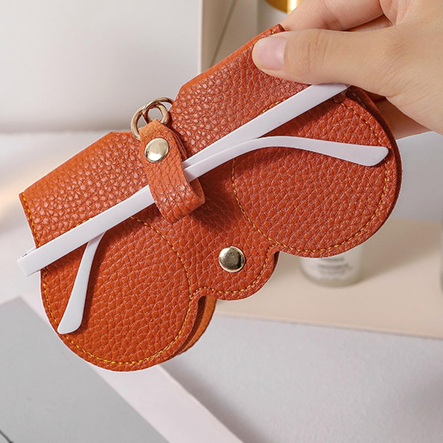 Leather Sunglasses Bag, Soft Case Portable Glasses Cute Eyeglass Pouch for Women Men Girls - Image 5
