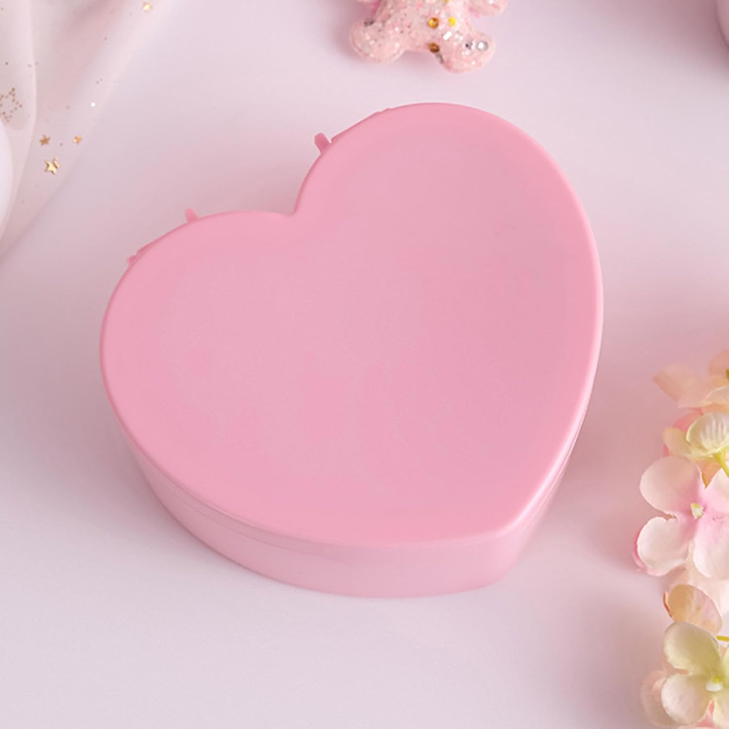Girls Jewelry Box, 2 Layer Holder Organizer Heart Shape Portable Case with Mirror Travel for Earrings Rings Necklaces - Image 6