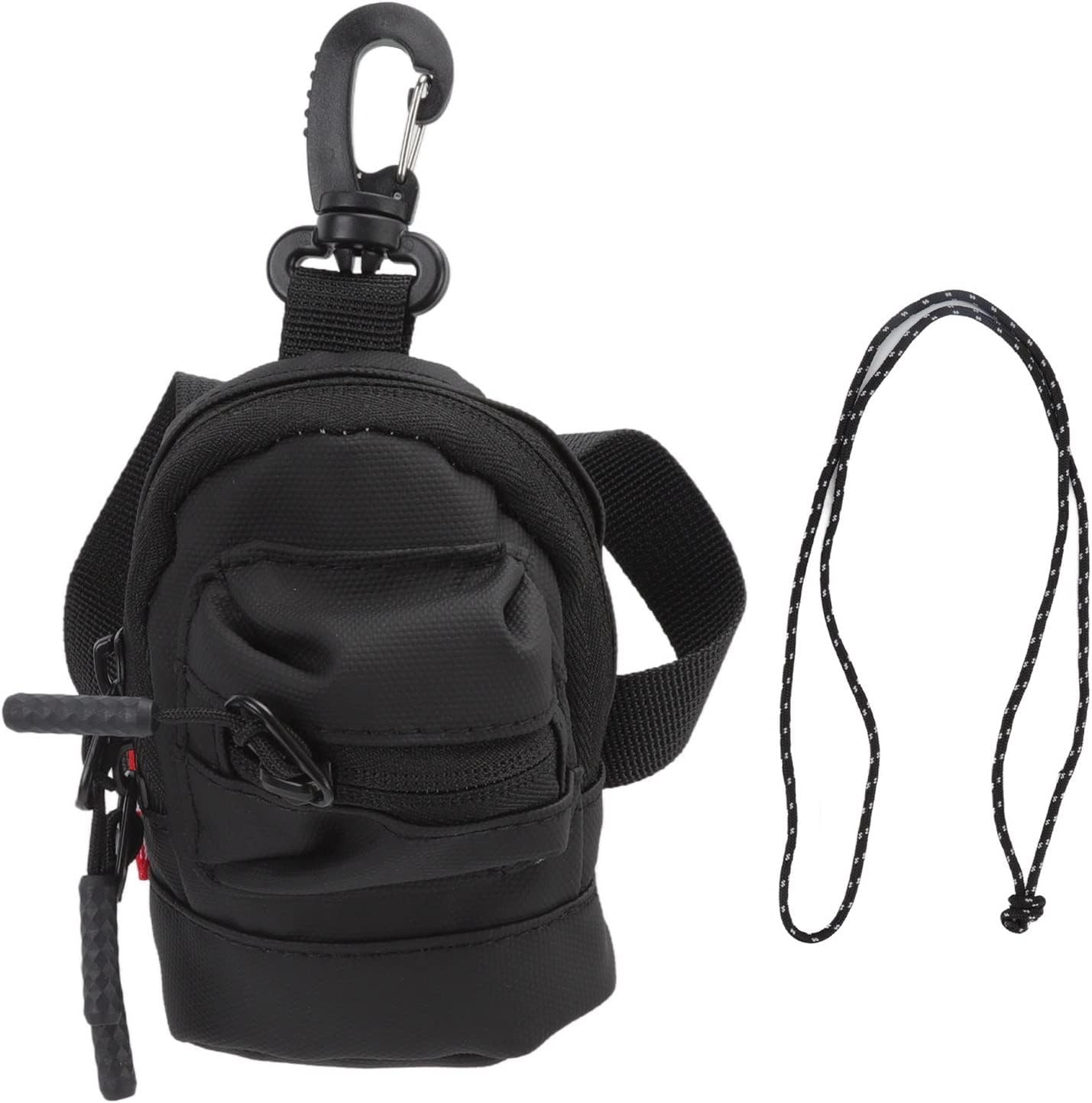 Key Chain Pouch, Wallet Mini Cash Pouch Keychain Storage Bag Zippers with Carabiner for Men Women(Black) Black - Image 1