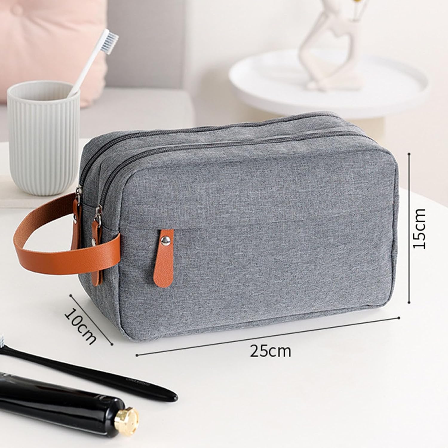 Travel Toiletry Bag for Men and Women, Toiletries Shaving Hanging Organizer Cosmetics Makeup Brushes Tools - Image 4