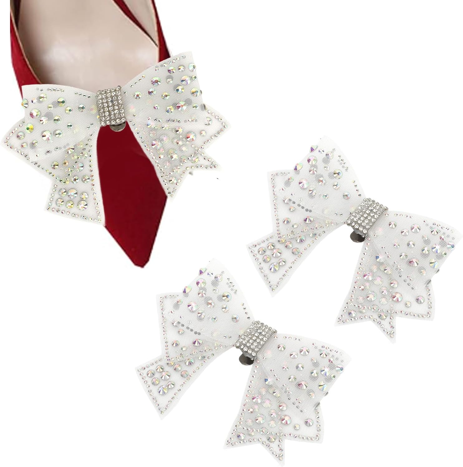 2 Pieces Bow Shoe Clips, Decorative Clips Rhinestone Buckle Shoes Decorations for Woman and Girl - Image 6