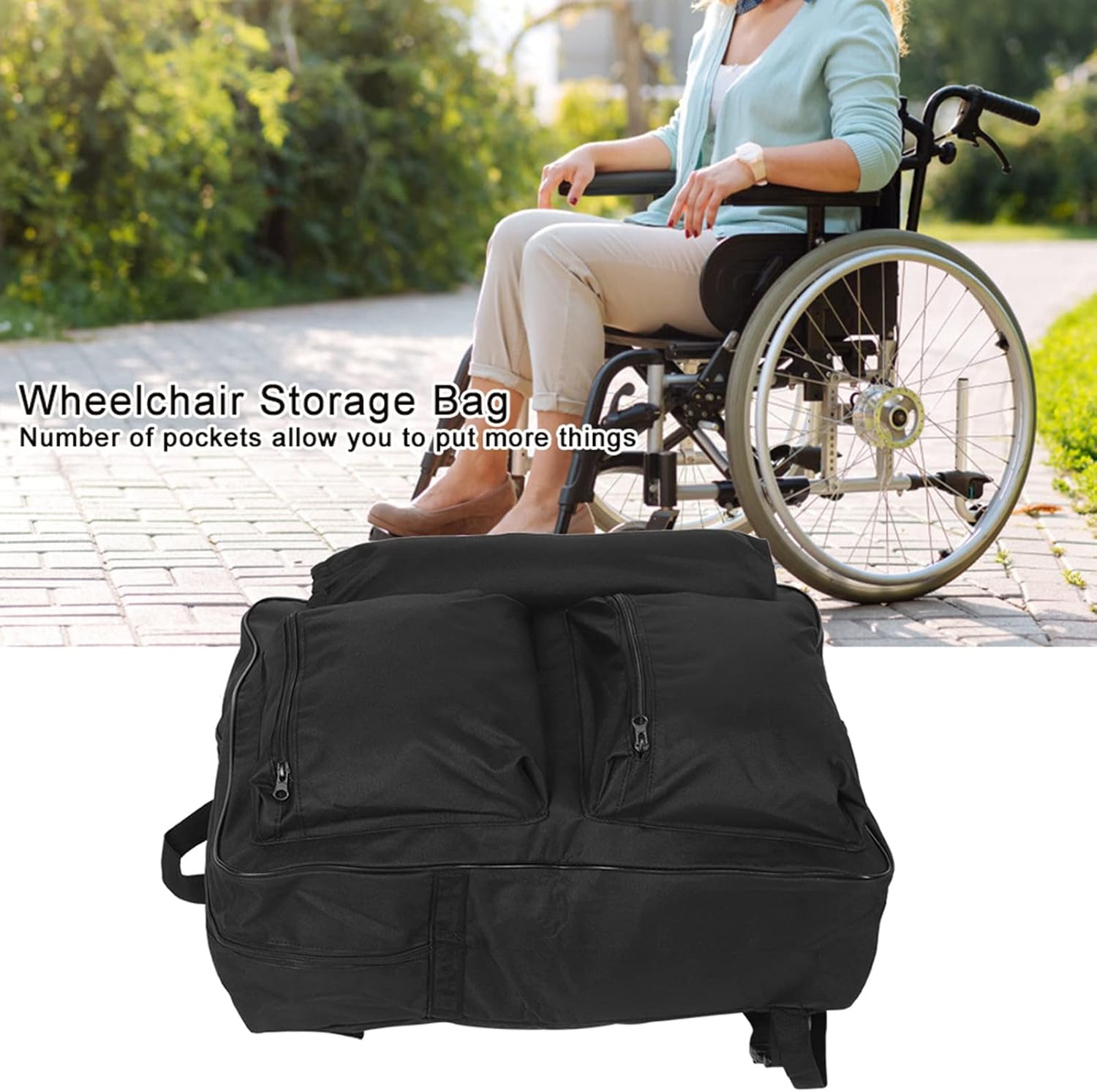 Wheelchair Backpack, Bag Storage Pouch Portable Cart - Image 2