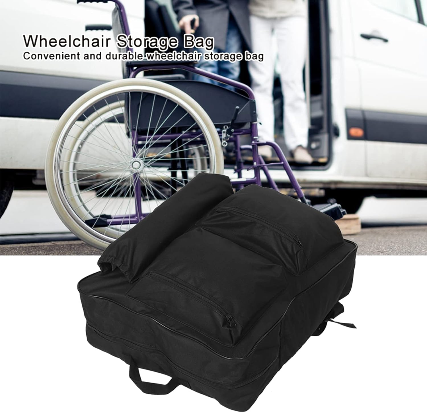 Wheelchair Backpack, Bag Storage Pouch Portable Cart - Image 3