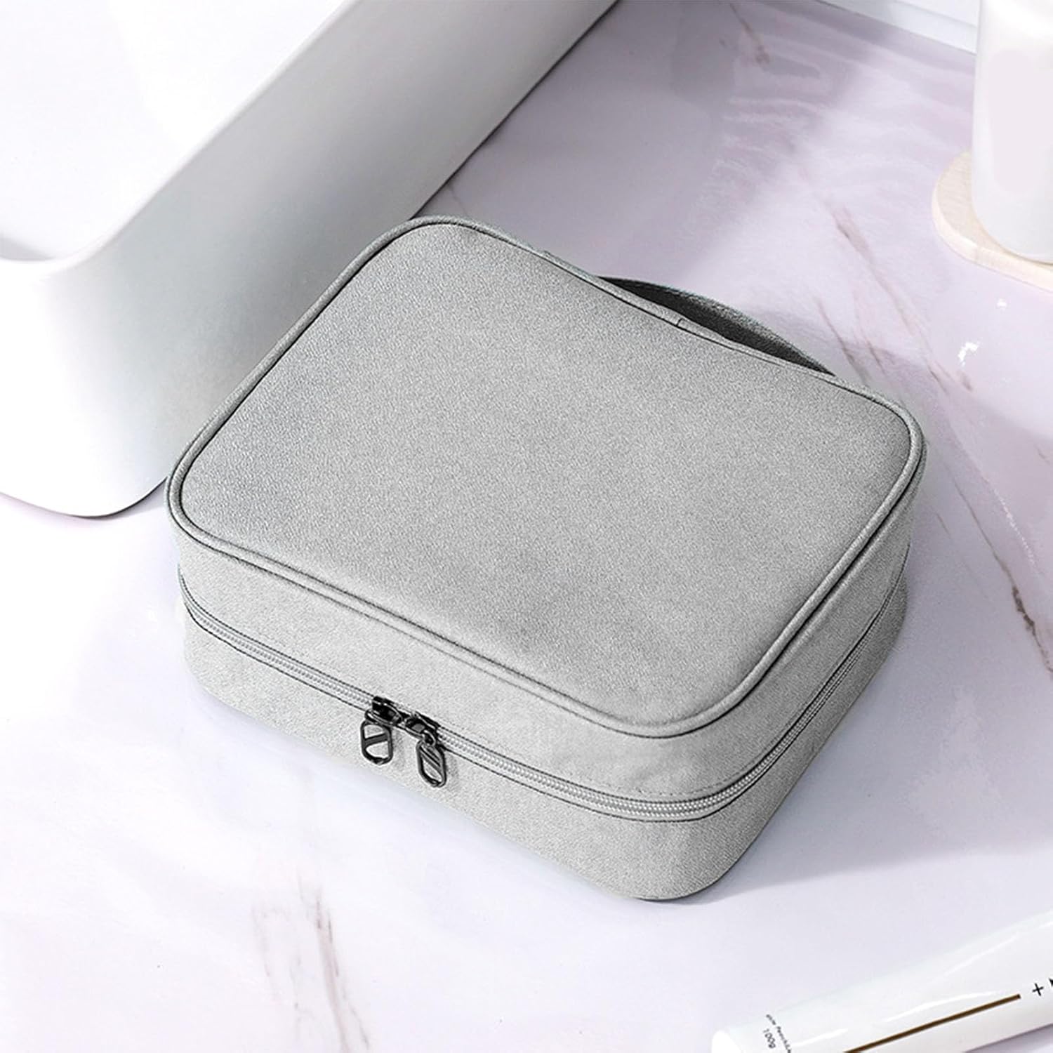 Travel Toiletry Bag for Women, Cosmetic Man Gray Makeup Portable Case Large Capacity Organizer Pouch Make Up Business Trips - Image 2