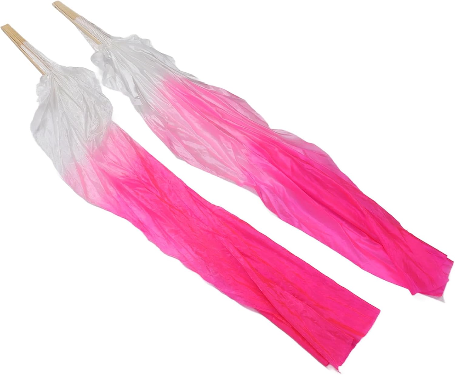 Dance Fan, 1 Pair Long Fan Belly Fans Folding Performance Classical (Pink) - Image 1