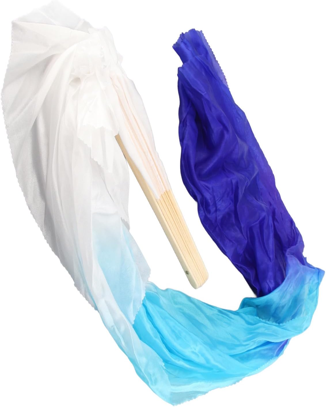 Dance Fan, 1 Pair Long Fan Belly Fans Folding Performance Classical (Blue) - Image 4