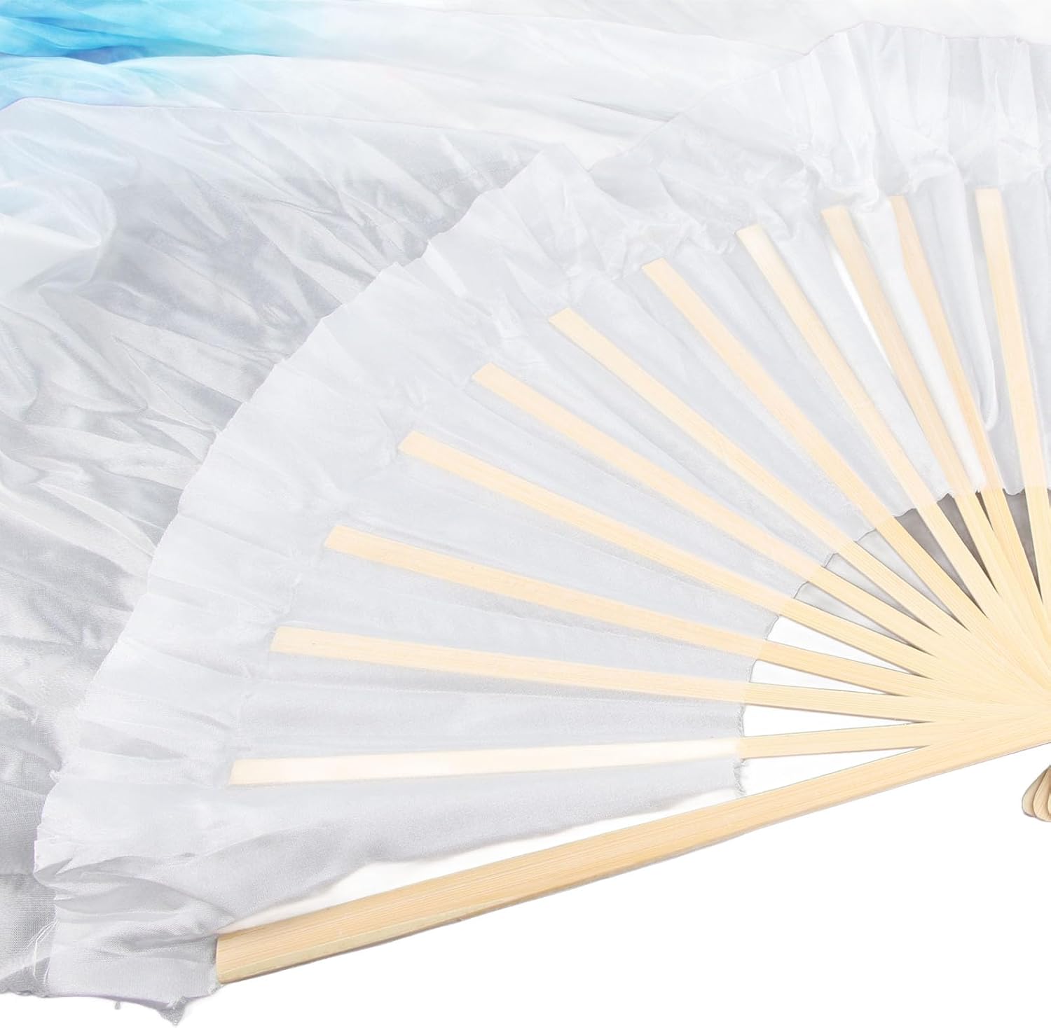 Dance Fan, 1 Pair Long Fan Belly Fans Folding Performance Classical (Blue) - Image 5
