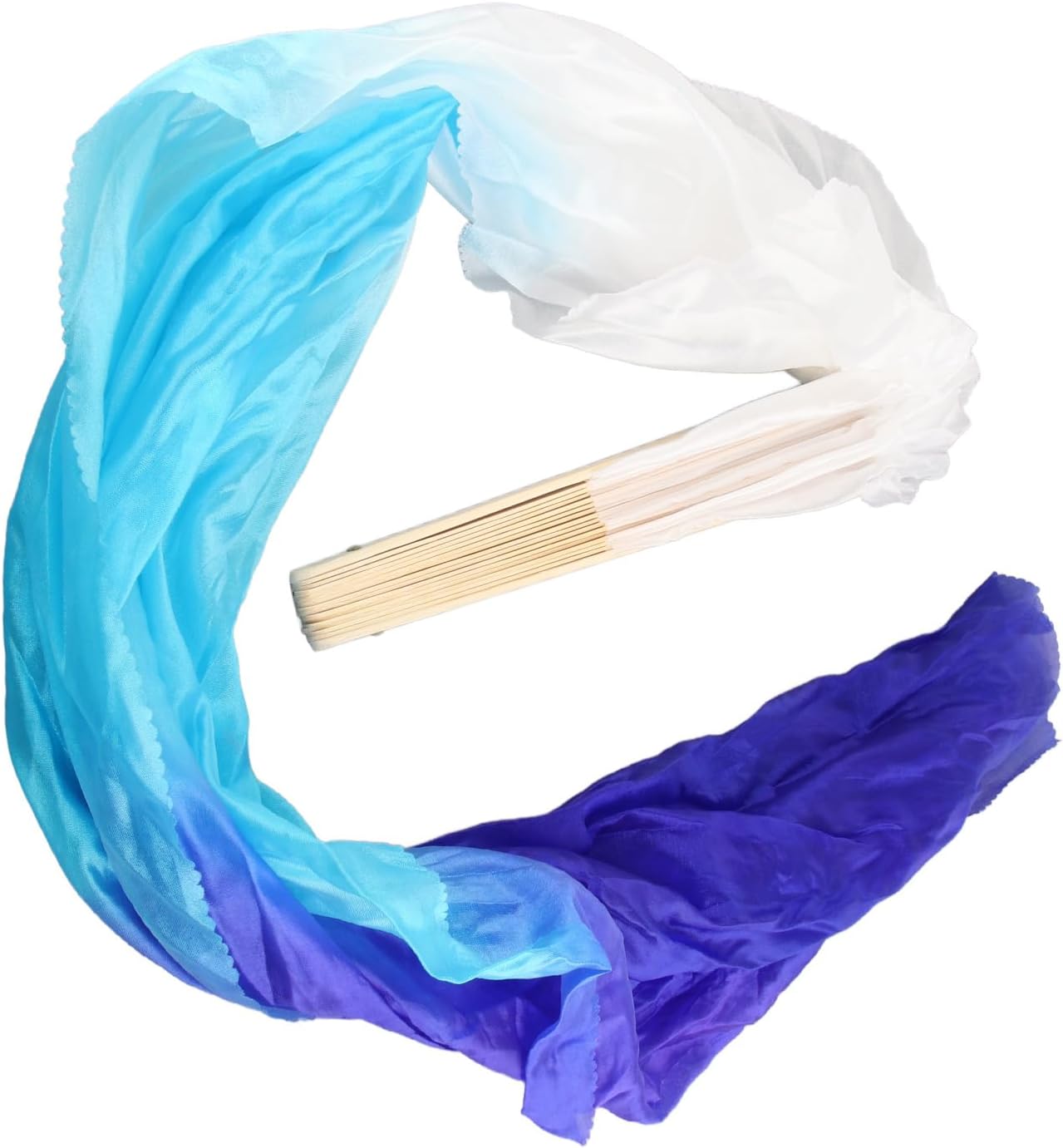 Dance Fan, 1 Pair Long Fan Belly Fans Folding Performance Classical (Blue) - Image 6