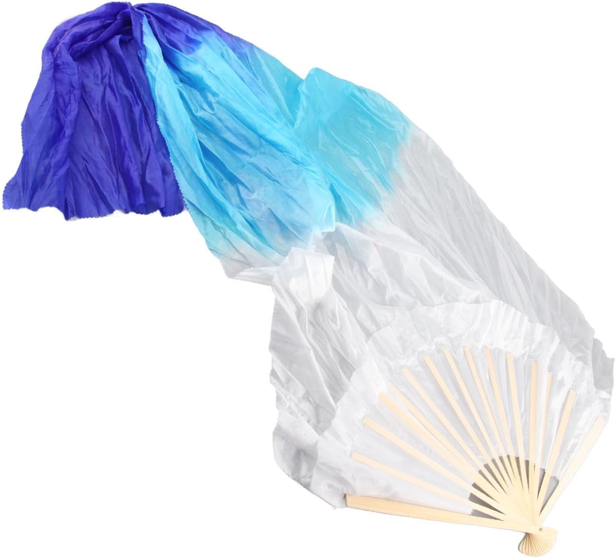 Dance Fan, 1 Pair Long Fan Belly Fans Folding Performance Classical (Blue) - Image 8