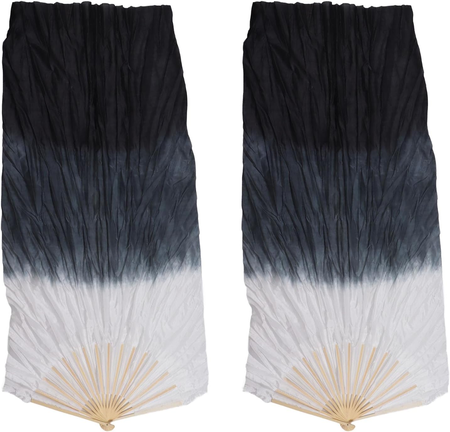 Dance Fan, 1 Pair Long Fan Belly Fans Folding Performance Classical (Black) - Image 1