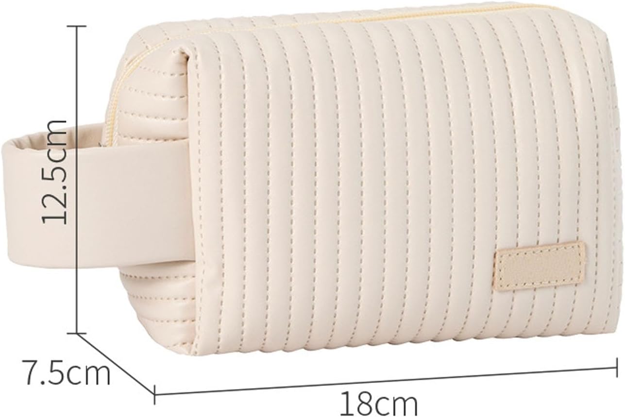 Travel Makeup Bag for Women, Large Capacity Cosmetic White Case Organizer Waterproof PU Toiletry Portable Handle with Multi Pockets - Image 5