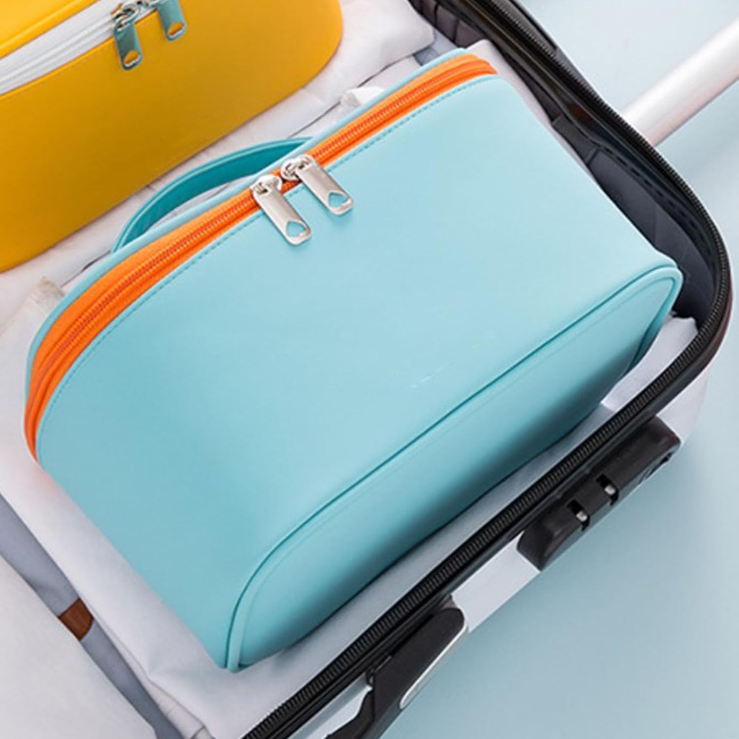 Large Capacity Travel Cosmetic Bag, Makeup Bag PU Leather Organizer Waterproof Pouch Portable for Women - Image 5