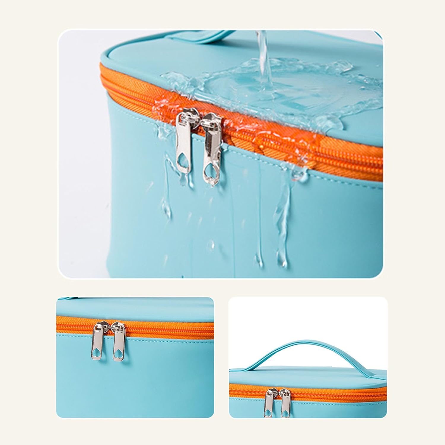 Large Capacity Travel Cosmetic Bag, Makeup Bag PU Leather Organizer Waterproof Pouch Portable for Women - Image 6