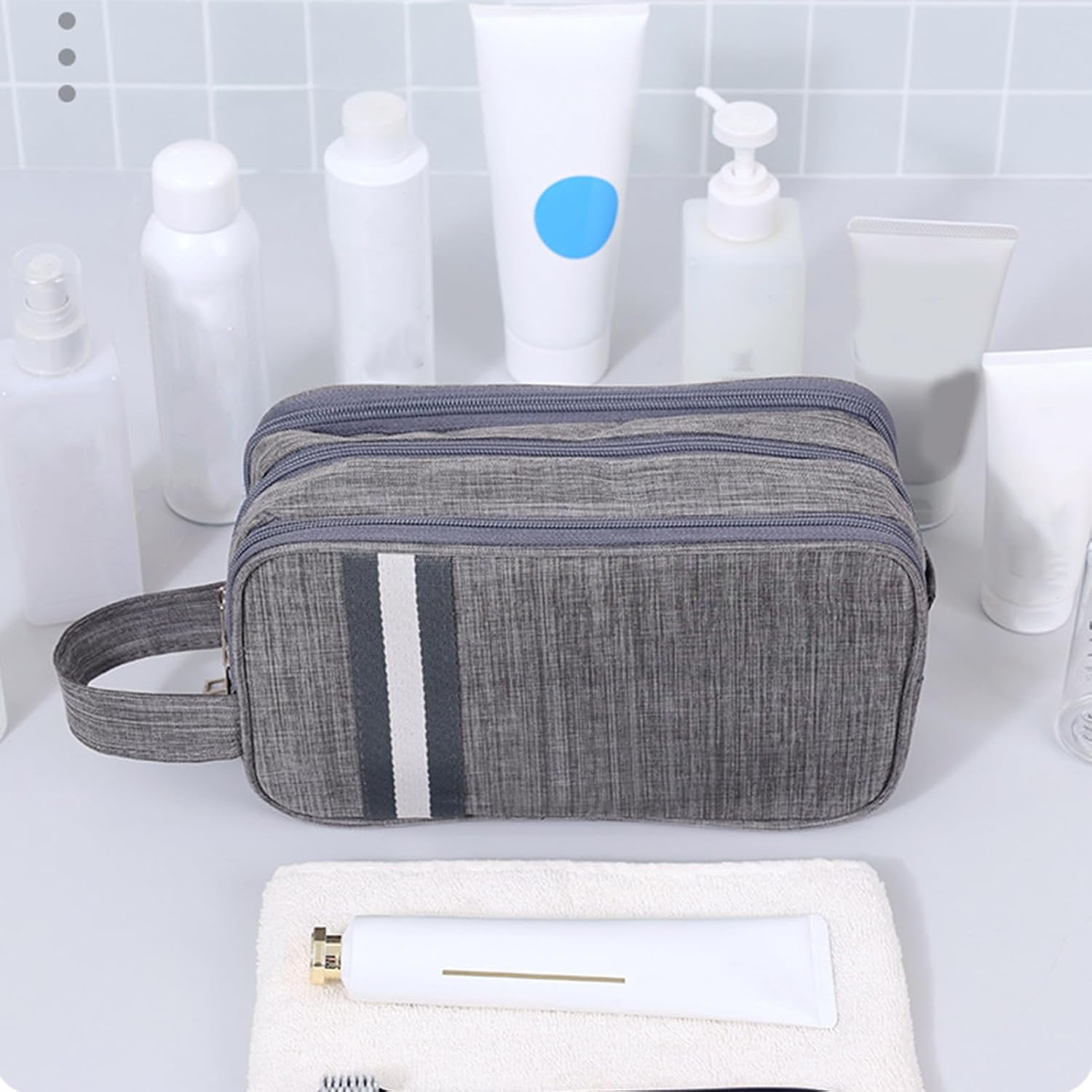 Travel Toiletry Bag, Organizer Mens Bag Dopp Kit Bathroom Shaving Portable Makeup Bags for Accessories(27*10*16cm) - Image 4