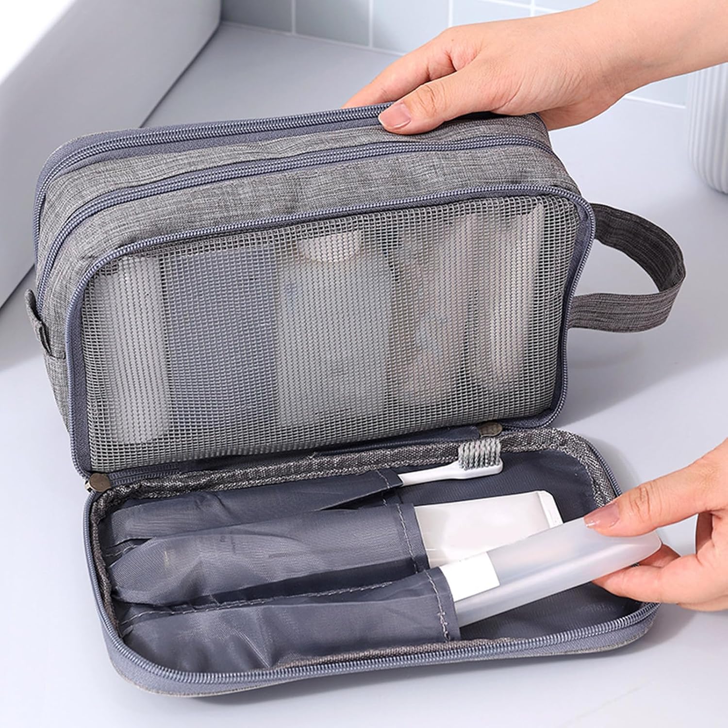 Travel Toiletry Bag, Organizer Mens Bag Dopp Kit Bathroom Shaving Portable Makeup Bags for Accessories(27*10*16cm) - Image 5