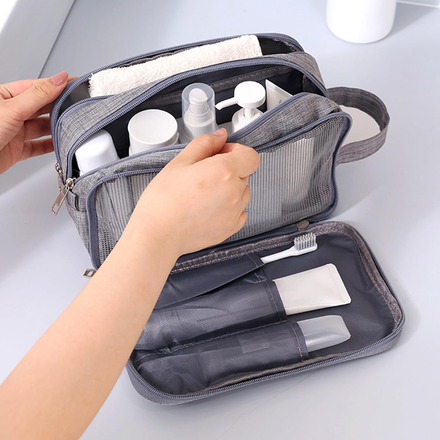 Travel Toiletry Bag, Organizer Mens Bag Dopp Kit Bathroom Shaving Portable Makeup Bags for Accessories(25*10*14cm) - Image 2