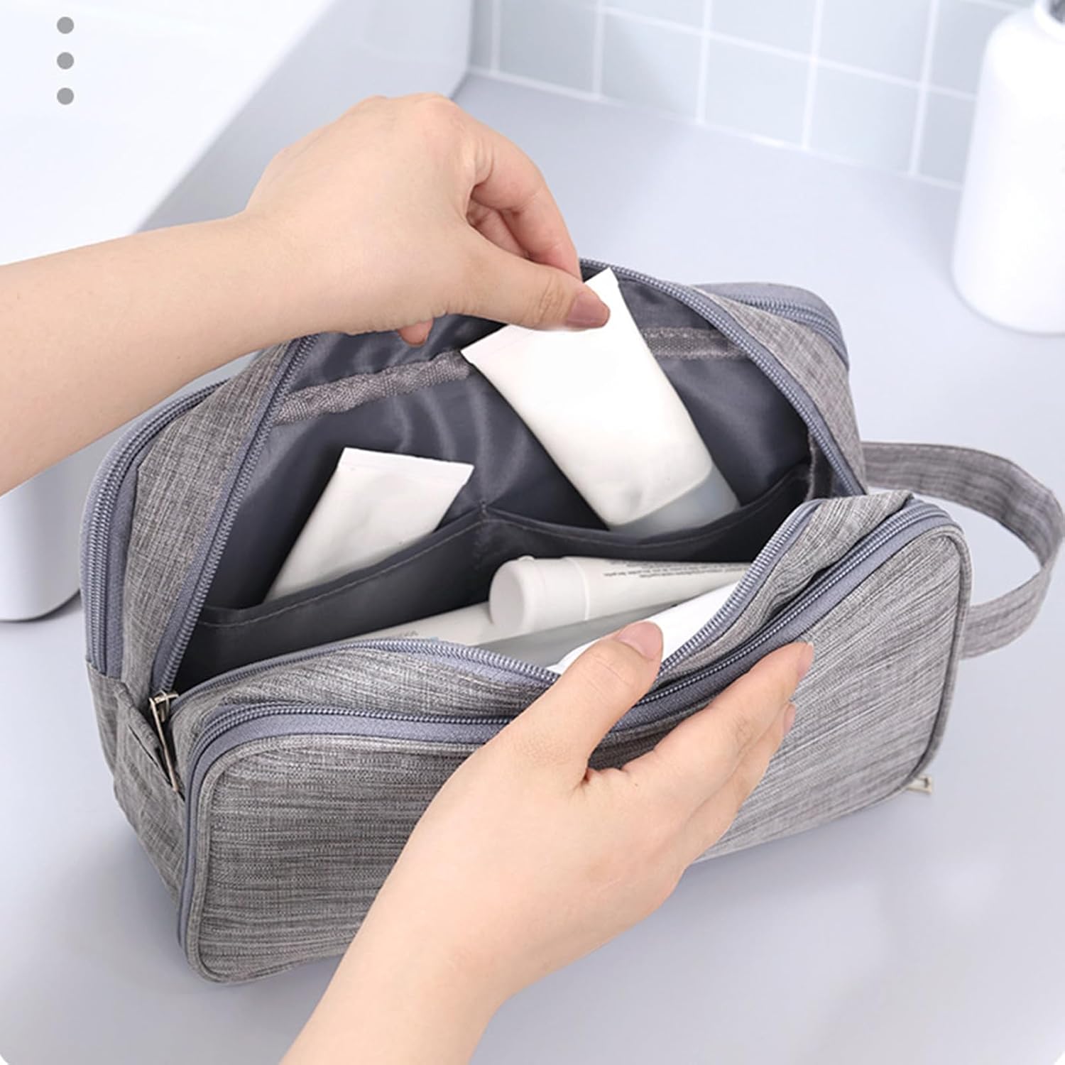 Travel Toiletry Bag, Organizer Mens Bag Dopp Kit Bathroom Shaving Portable Makeup Bags for Accessories(25*10*14cm) - Image 3