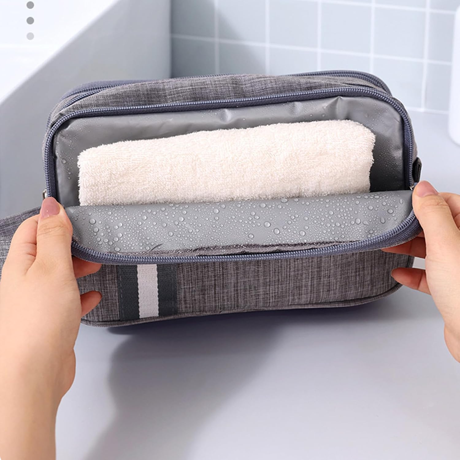 Travel Toiletry Bag, Organizer Mens Bag Dopp Kit Bathroom Shaving Portable Makeup Bags for Accessories(25*10*14cm) - Image 5