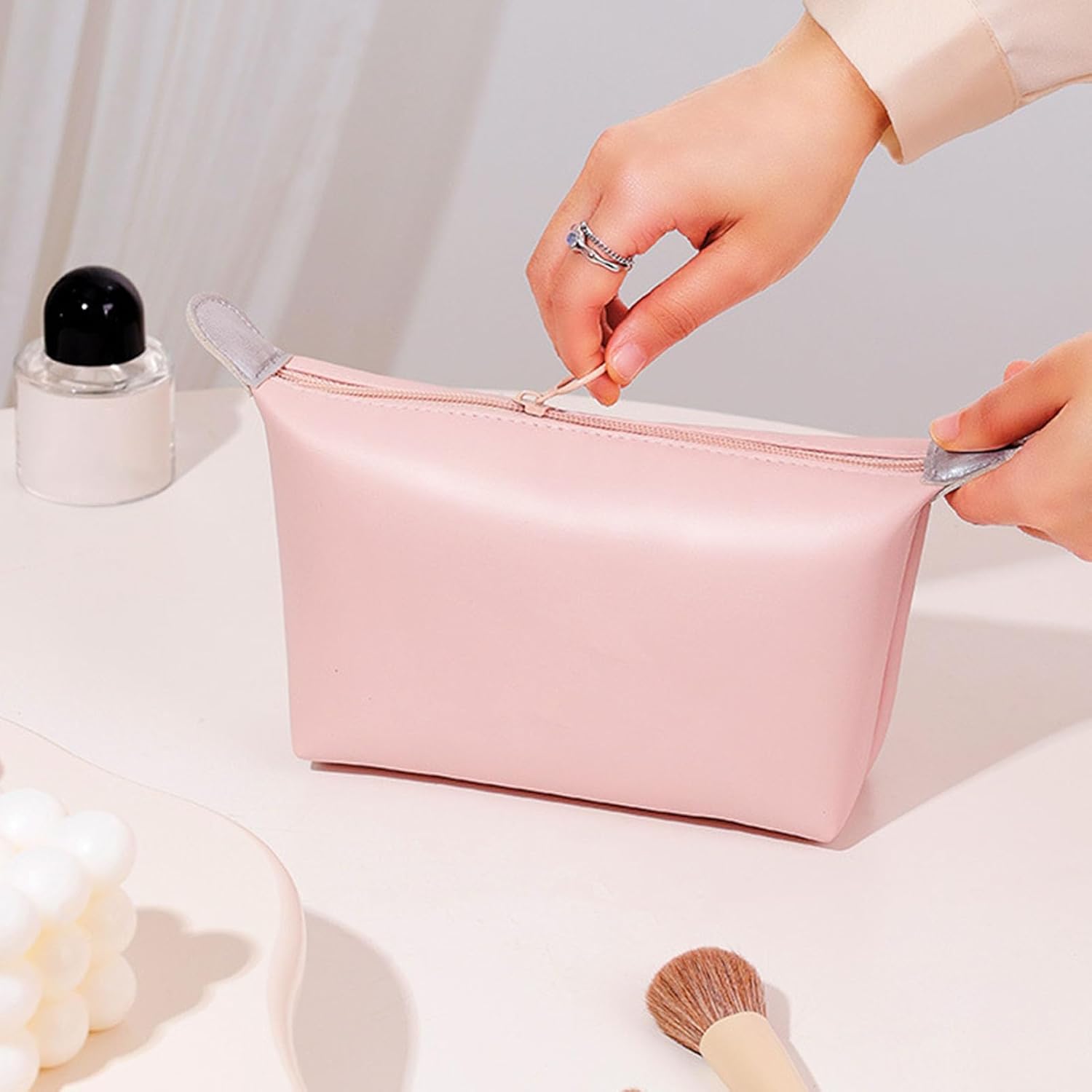 Makeup Bag, Cosmetic Organizer Bag Storage Portable Toiletry Large Capacity Travel - Image 7